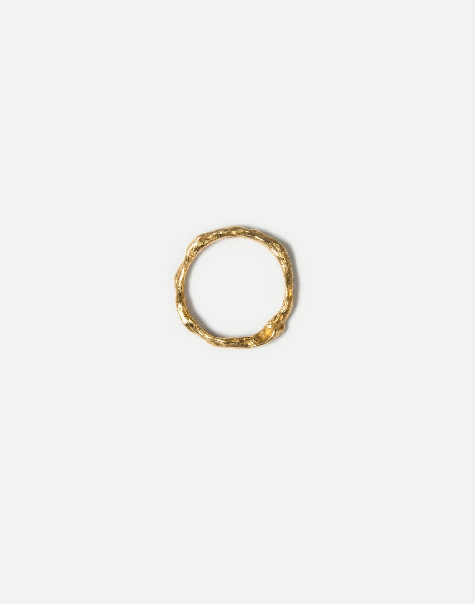 gold thin textured molten ring crafted in new york lava by llayers