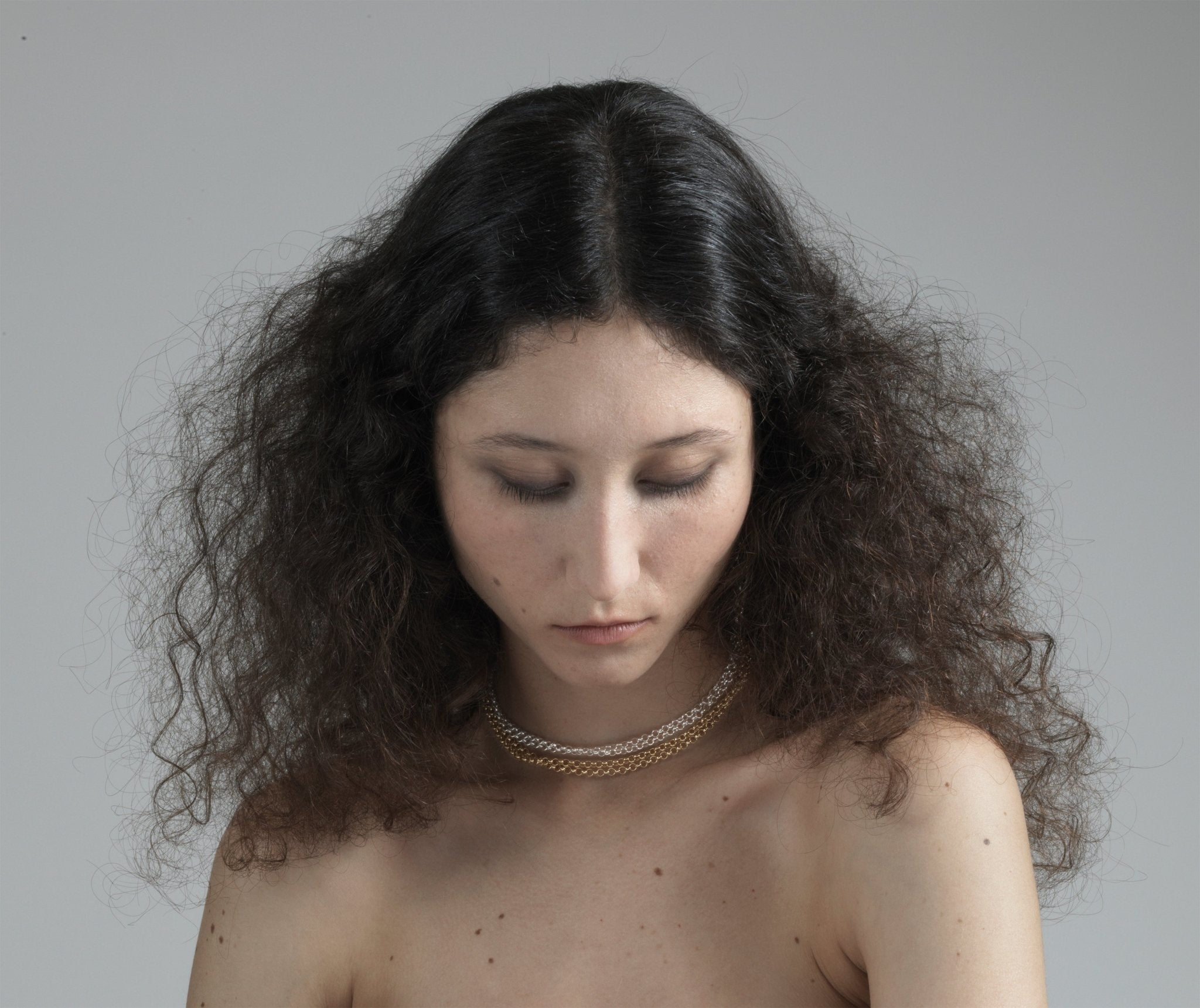 Refined Gold two-row chain choker necklace. Best affordable minimalist jewelry brand Made in Brooklyn New York by llayers.