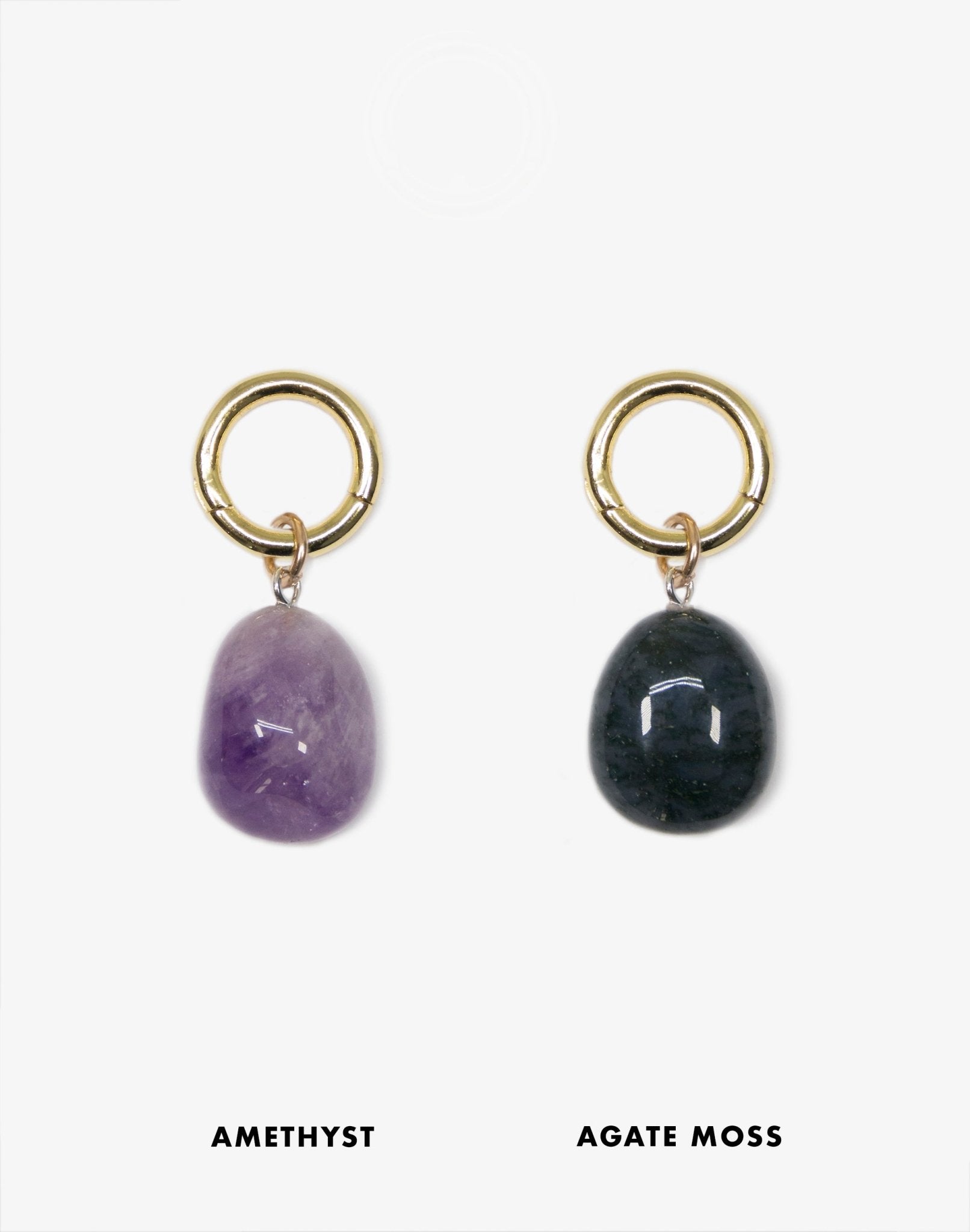 Gold amethyst moss agate crystals pendant necklace Made in Brooklyn New York llayers