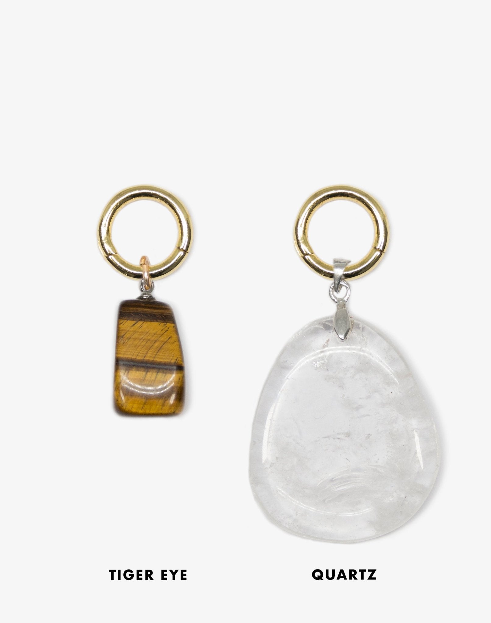 Gold tiger eye quartz crystals pendant necklace Made in Brooklyn New York by llayers
