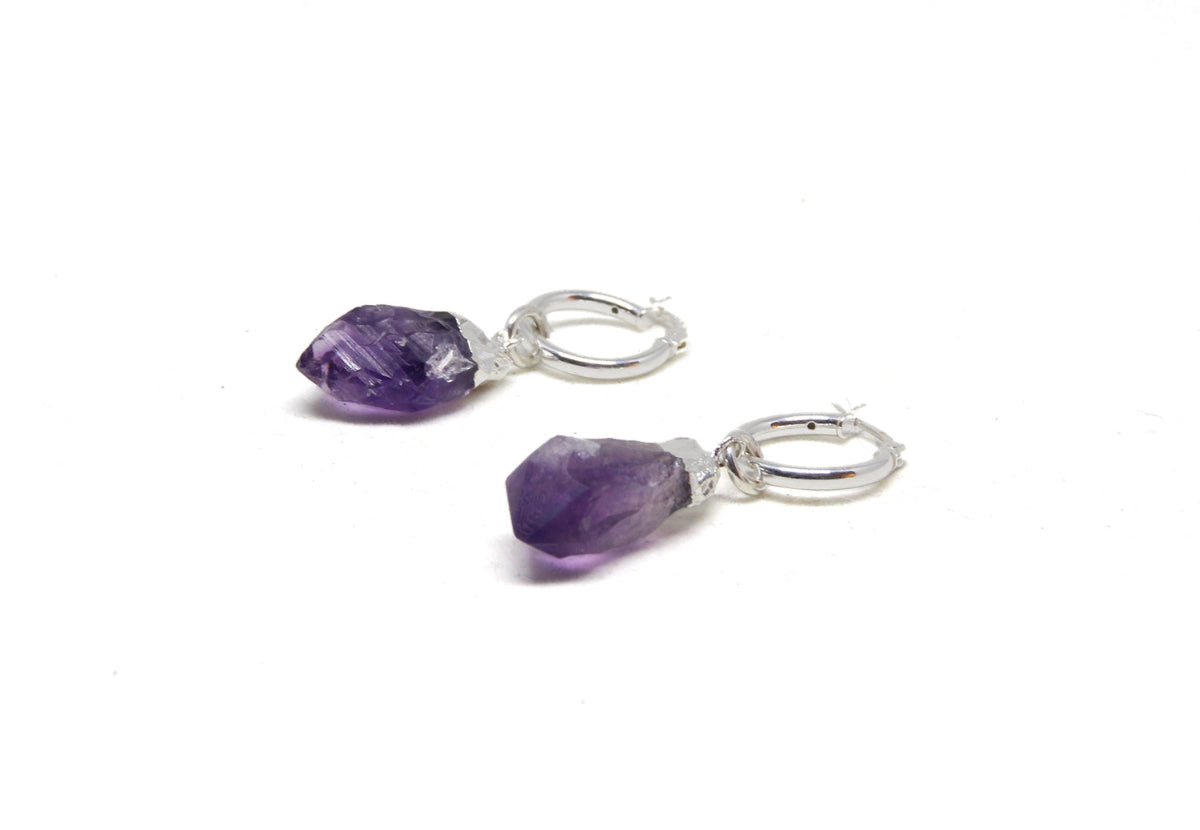 llayers jewelry men women silver hoops earrings amethyst hoop 