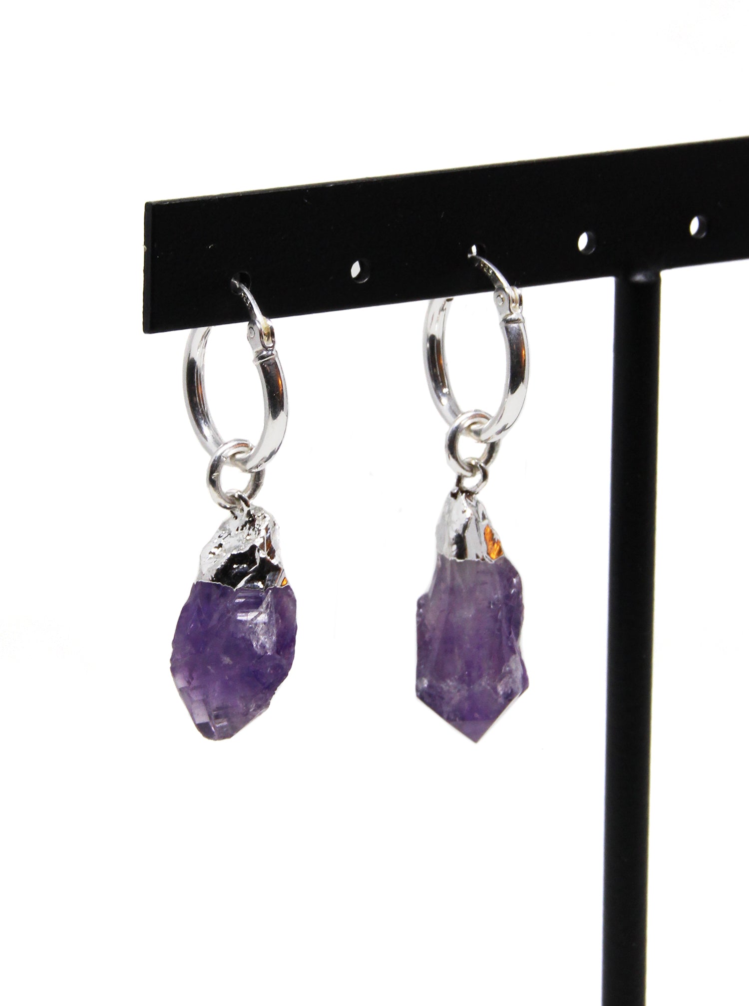 Airmoly Amethyst CZ Hoop Earrings – Stainless Steel, 2”, Purple Cubic Zirconia, Vintage Style
