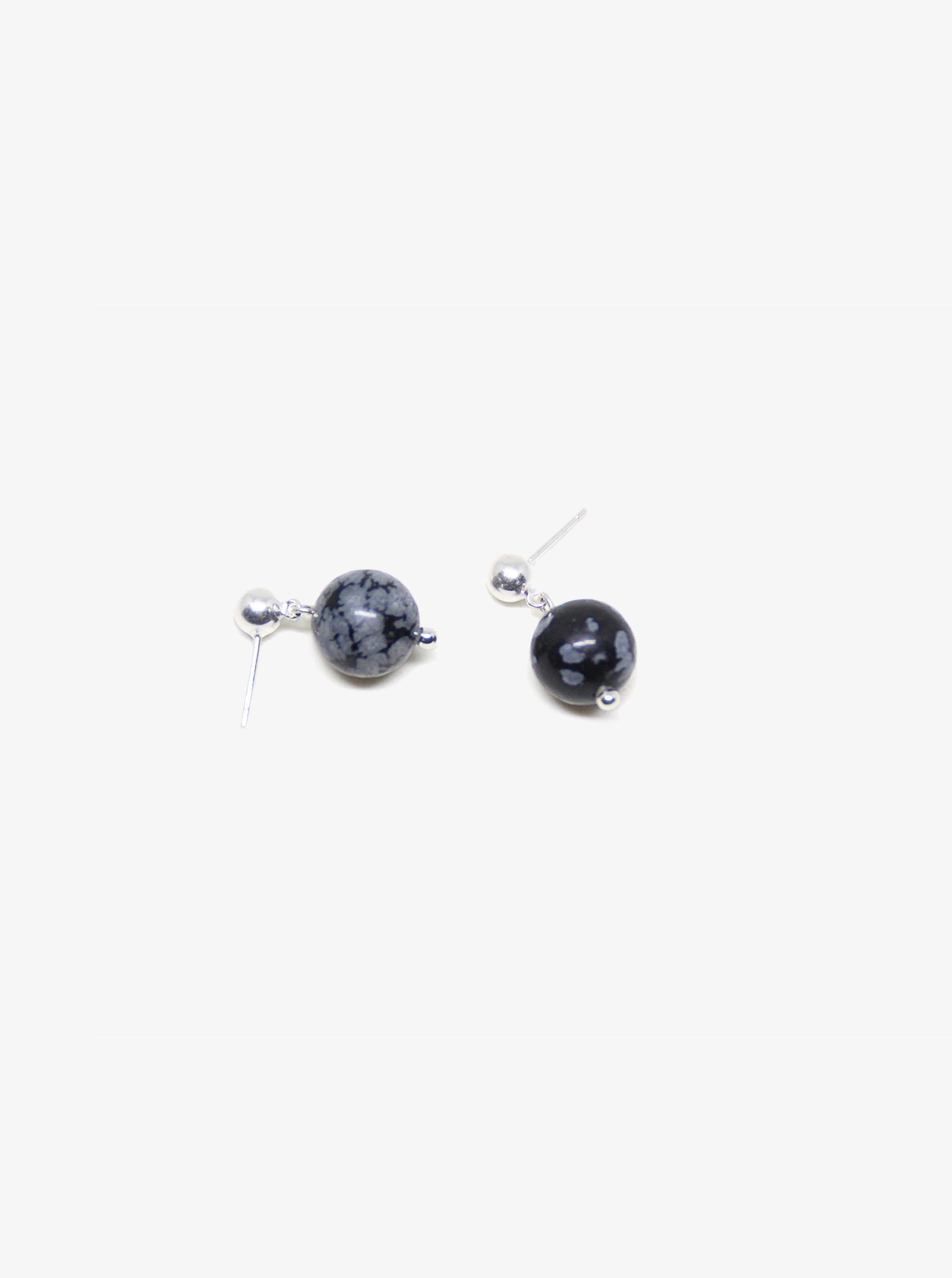 llayers jewelry silver marble obsidian stone earrings magnetic new york brookyln