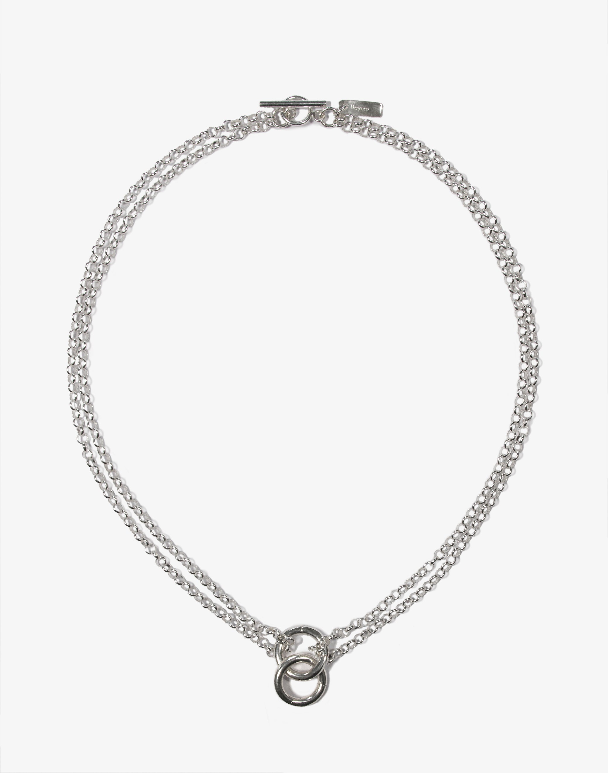 Minimal silver necklace chain rings choker - Made In Brookyn
