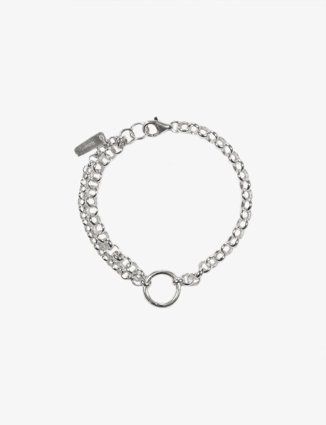 llayers refined jewelry Handmade men women silver chain bracelet with rings - Made In Brookyn New York