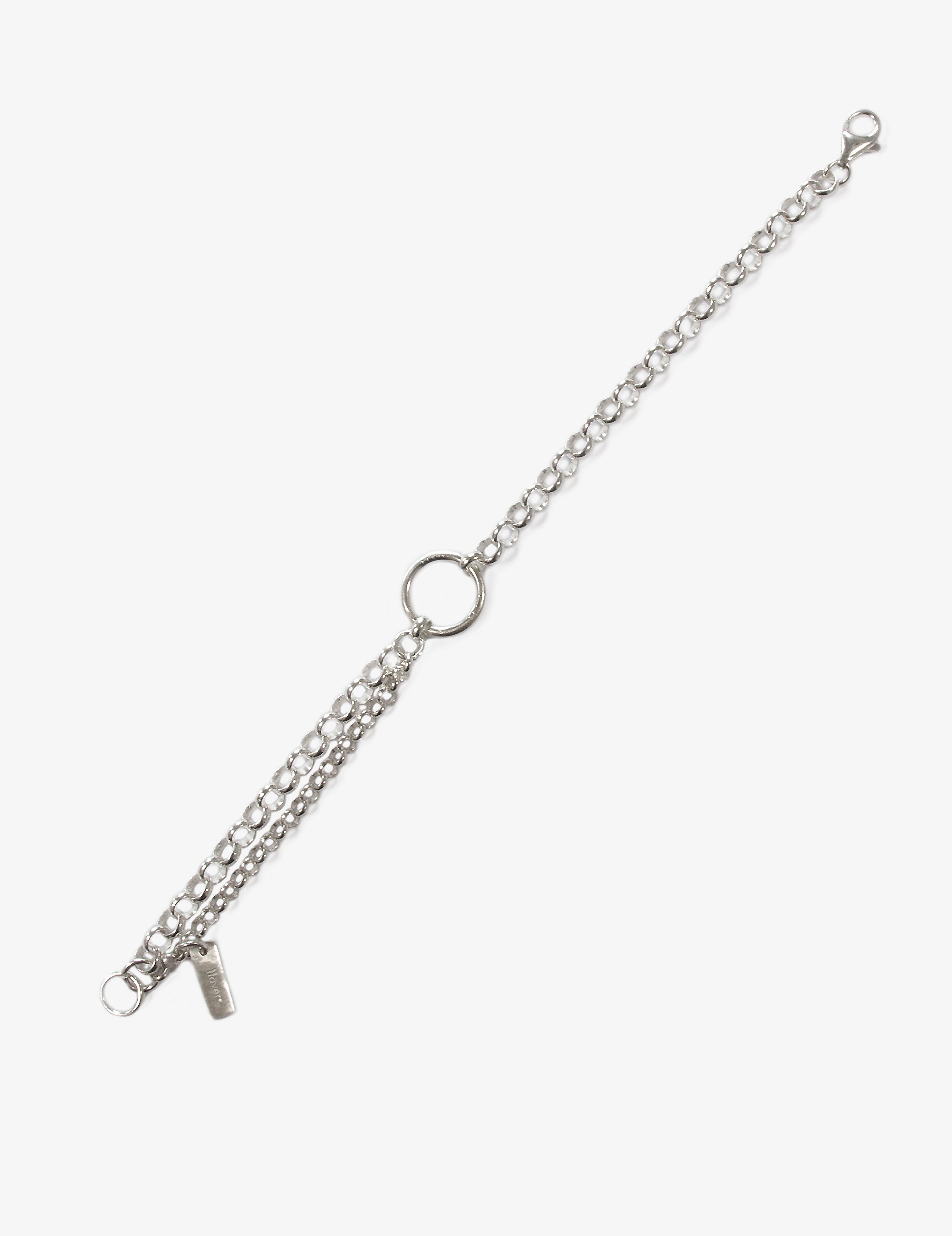 llayers minimal unisex jewelry Handmade men women silver chain bracelet with rings - Made In Brookyn New York