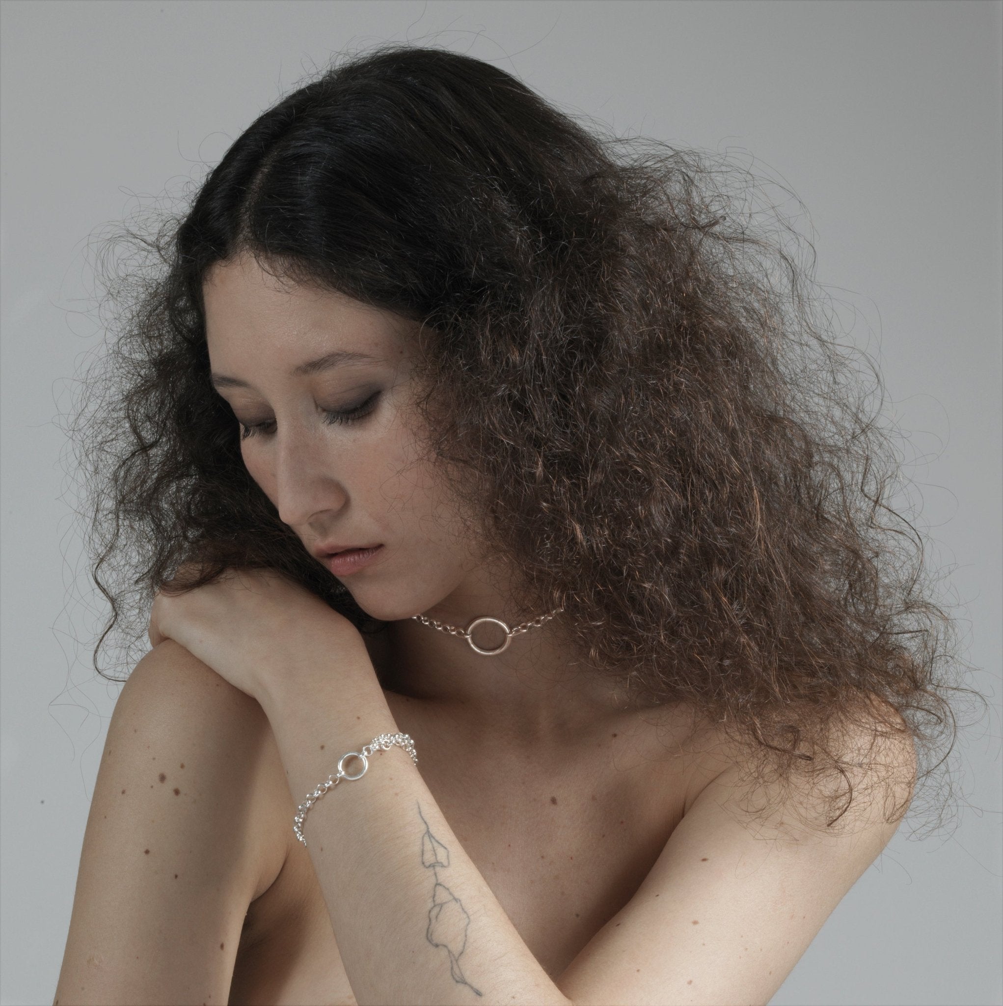 llayers minimal jewelry Handmade men women silver chain bracelet with rings Made In Brookyn New York