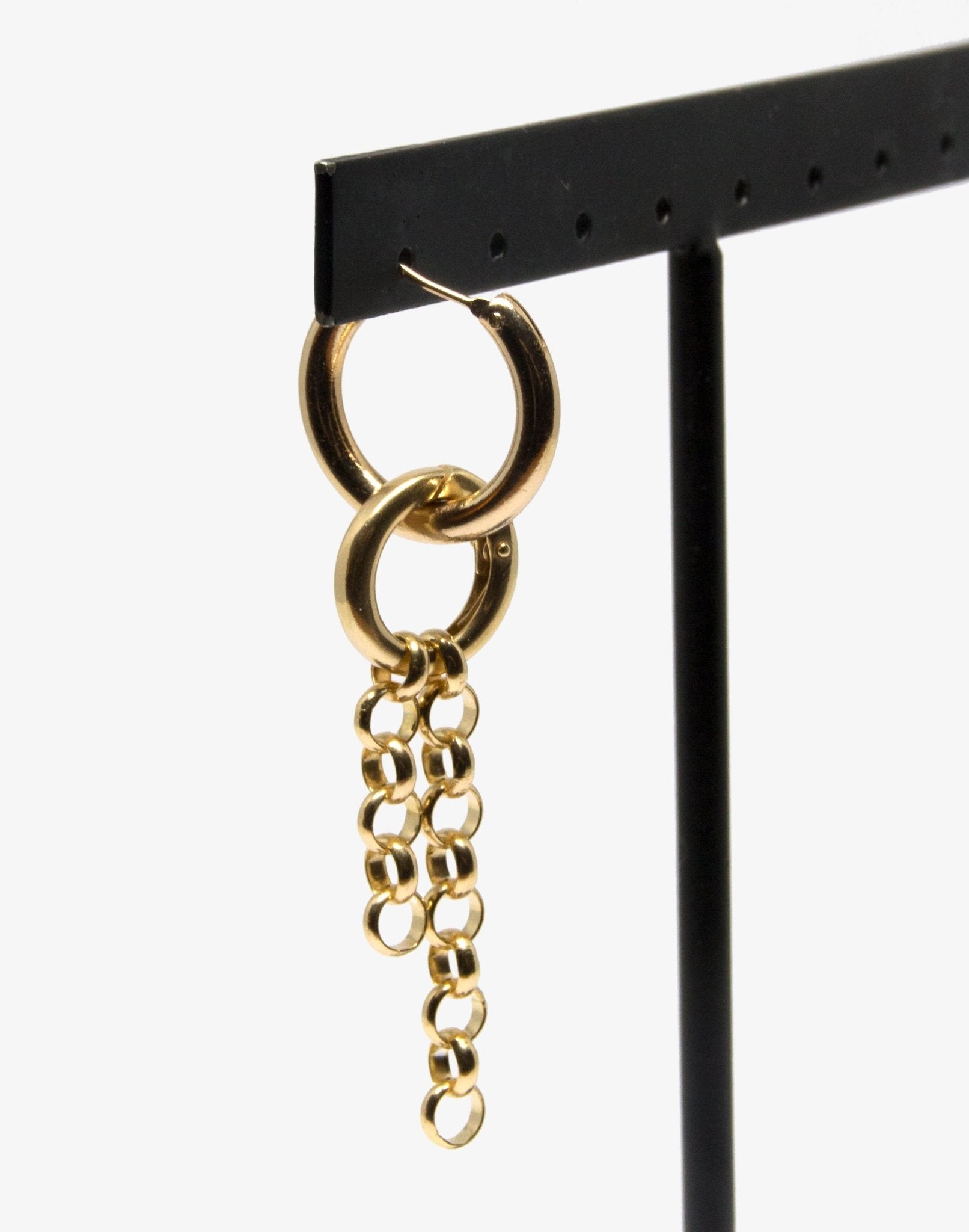 minimalist gold chain hoops earrings motion jewelry Made In Brookyn New York