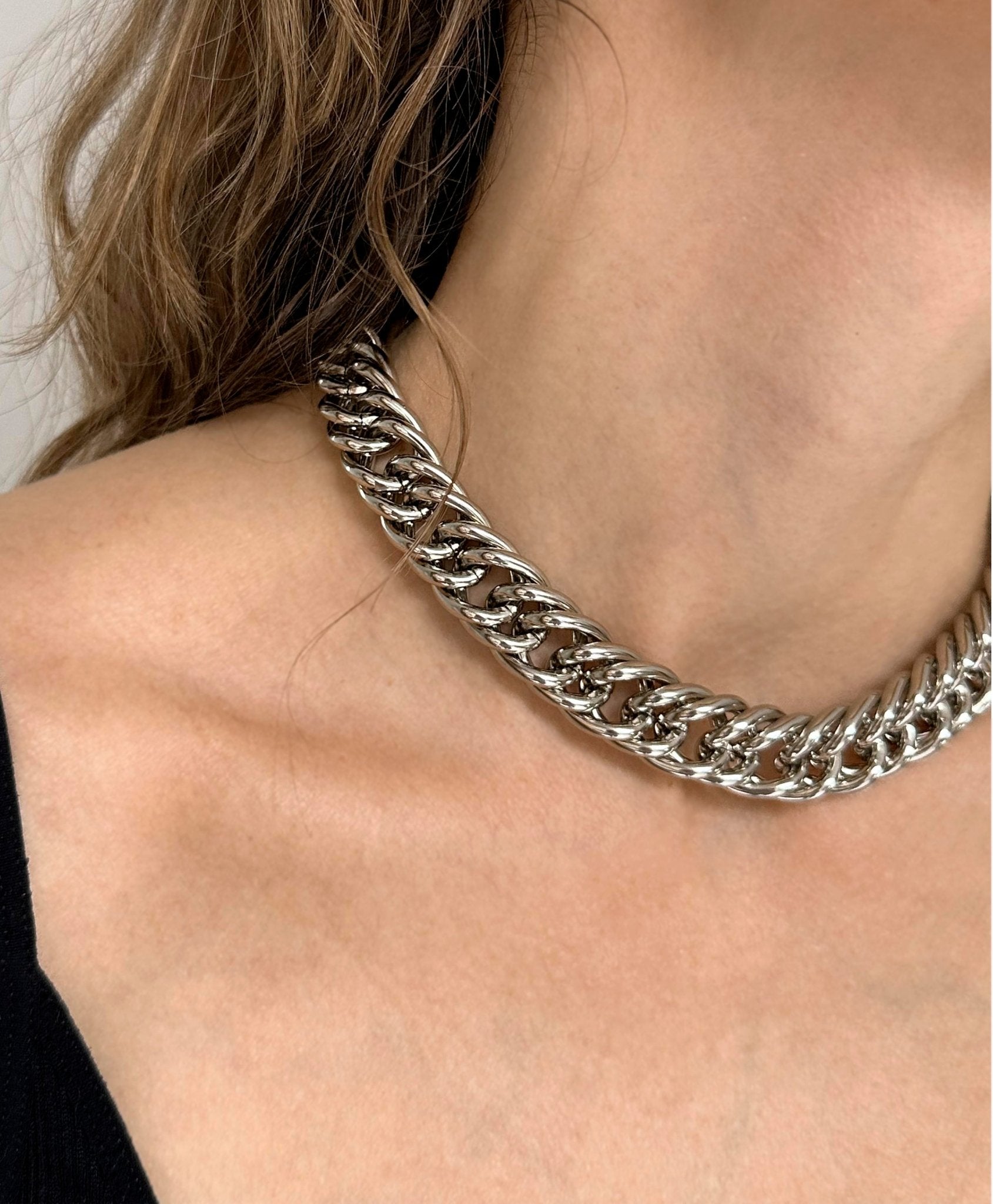 silver stainless steel choker chain necklace unchained 006 Brooklyn New York by llayers men women jewelry 