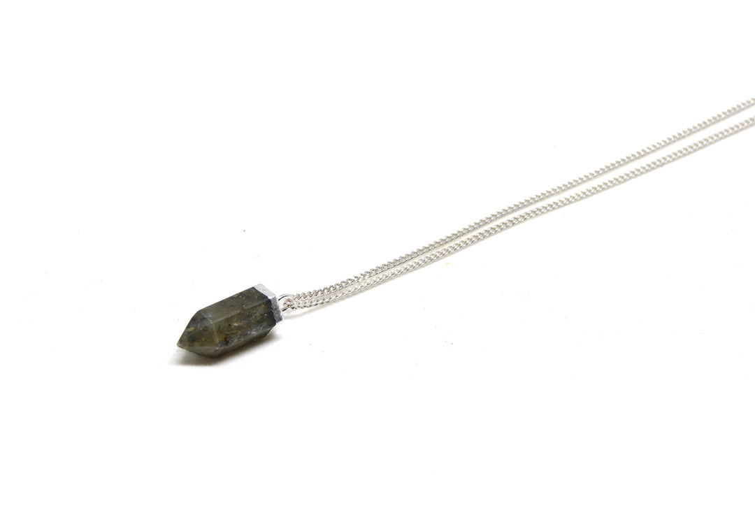 labradorite stone point silver pendant new york brooklyn llayers men women jewelry stone