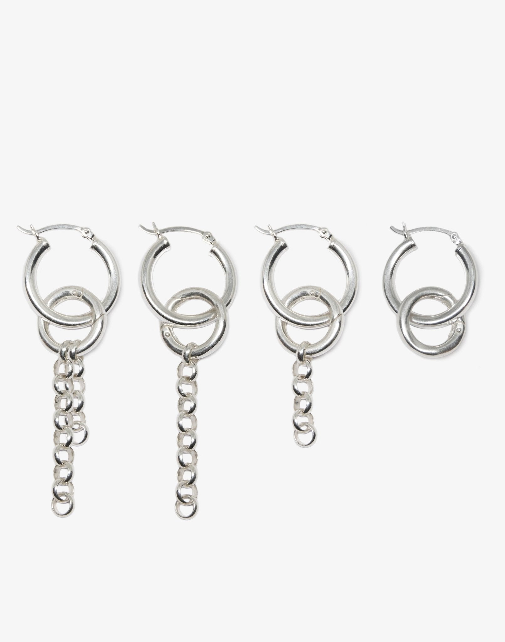 Women silver chain hoops earrings jewelry minimal Made in Brooklyn New York,  jewelry by llayers.