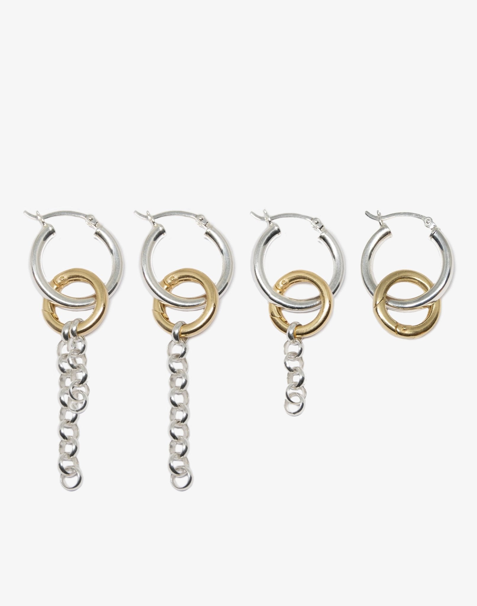 Silver chain hoops earrings jewelry minimal Made in Brooklyn New York,  jewelry by llayers.
