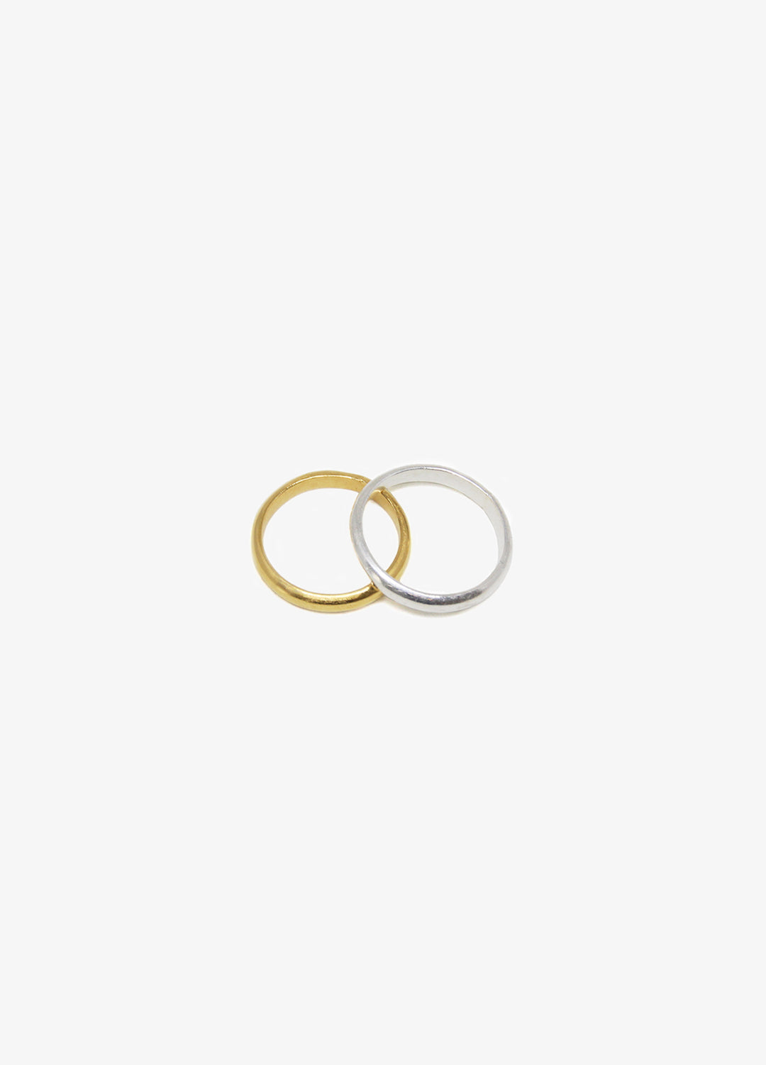 Gold half round ring. Minimalist engagement rings in Brooklyn New York by designer llayers.