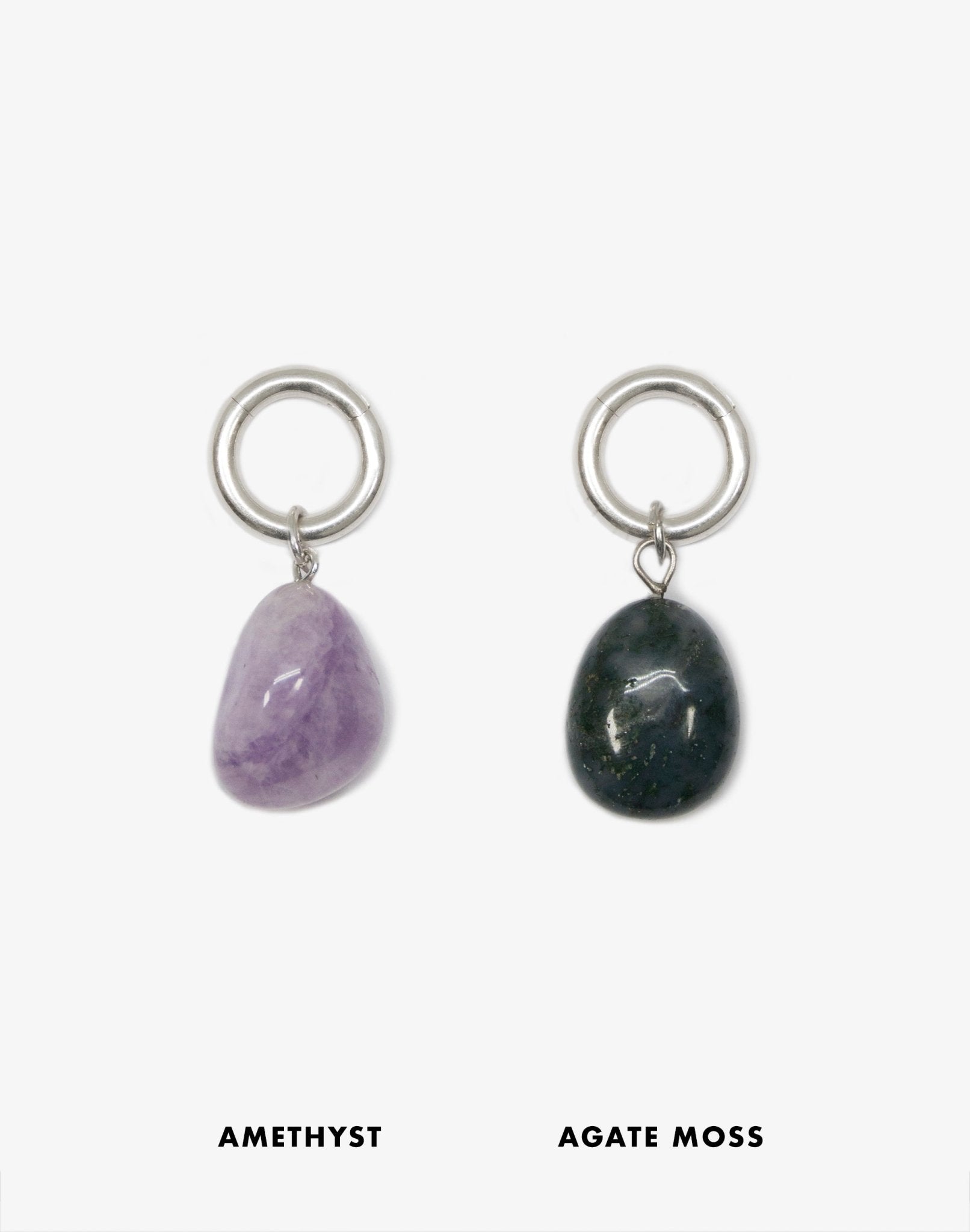 llayers interchangeable Silver amethyst moss agate stones pendant necklace Made in Brooklyn New York