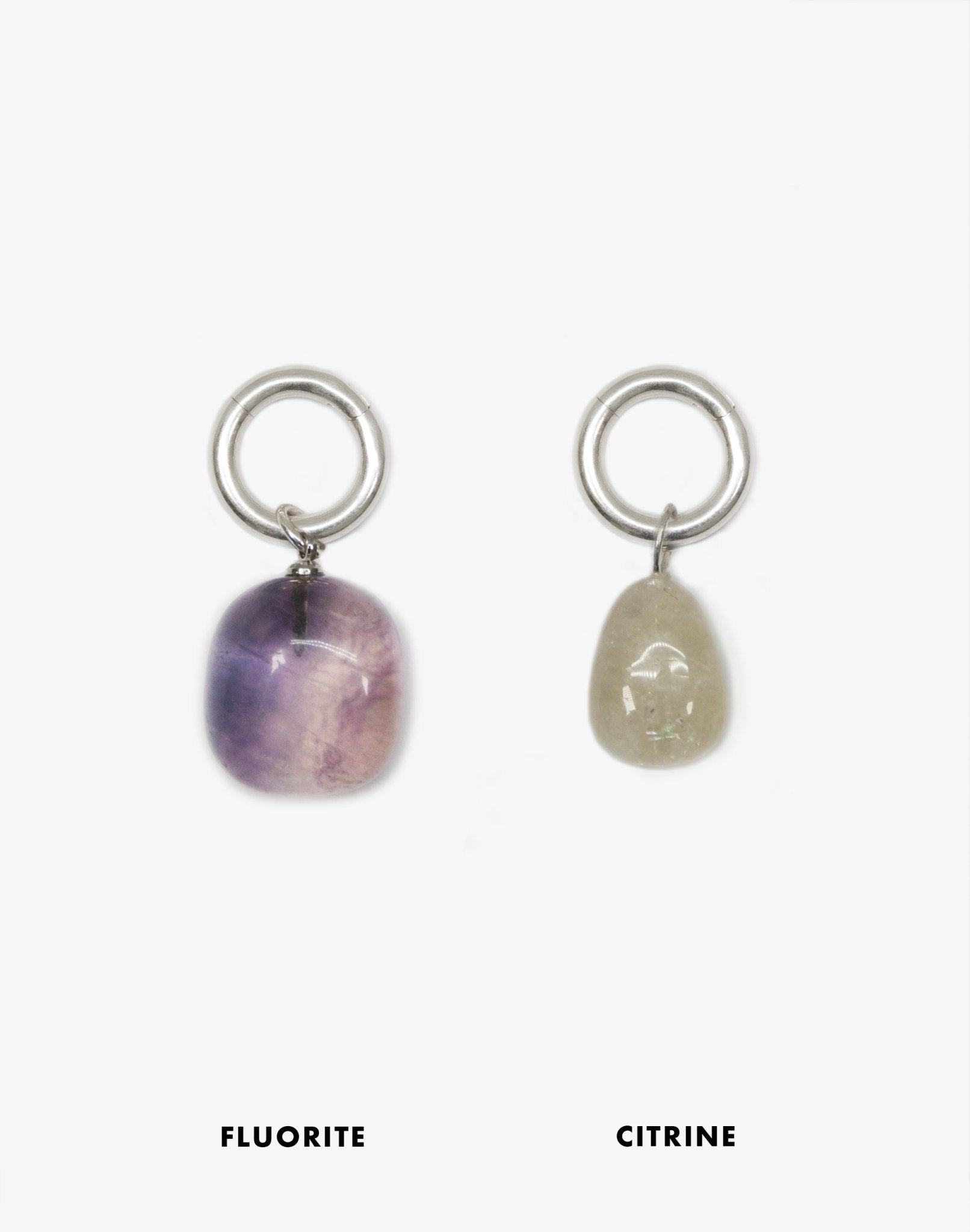 llayers Silver interchangeable fluorite citrine stones pendant necklace Made in Brooklyn New York