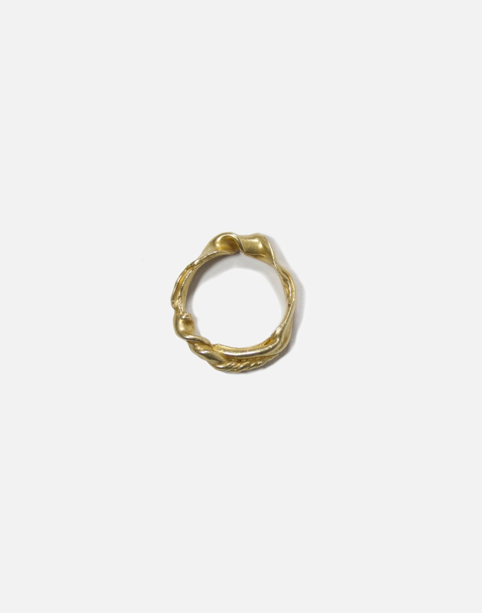 Mens gold organic twisted ring essence. Mens and women minimalist jewelry made in Brooklyn New York by llayers.