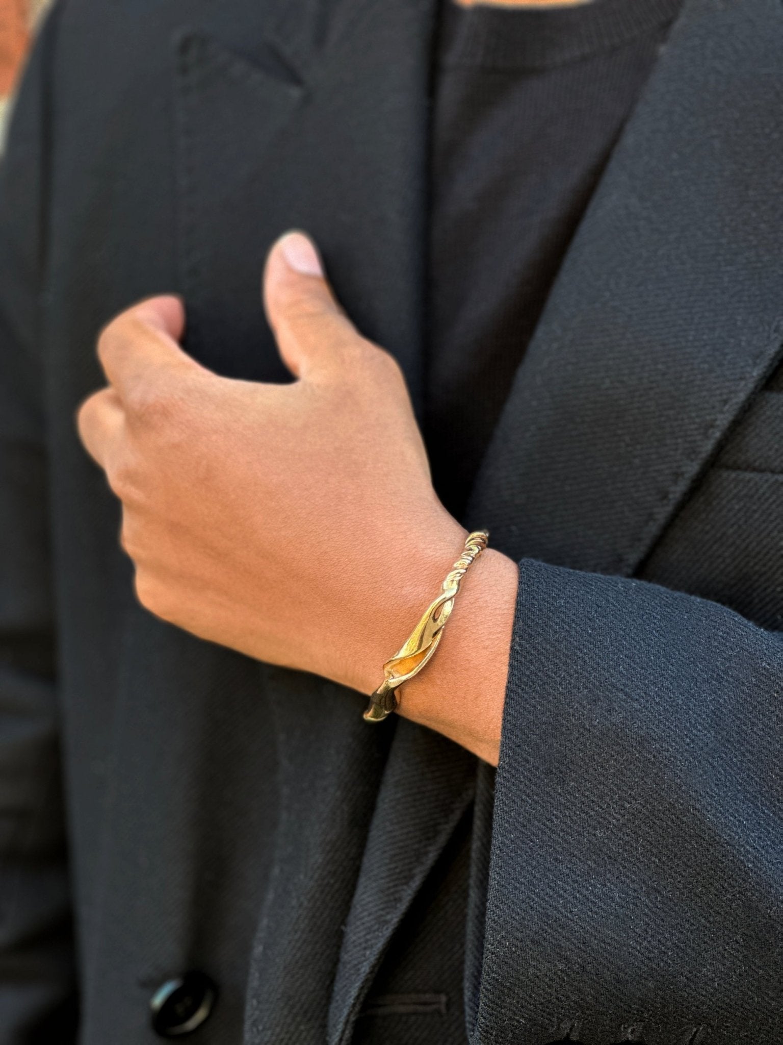 Men Gold cuff bracelet. Minimalist and modern jewelry made in Brooklyn New York by llayers.