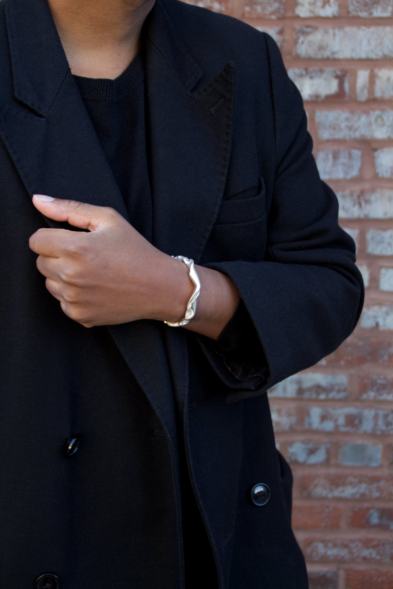Mens silver twisted cuff bracelet. Minimalist and modern jewelry made in Brooklyn New York by llayers.