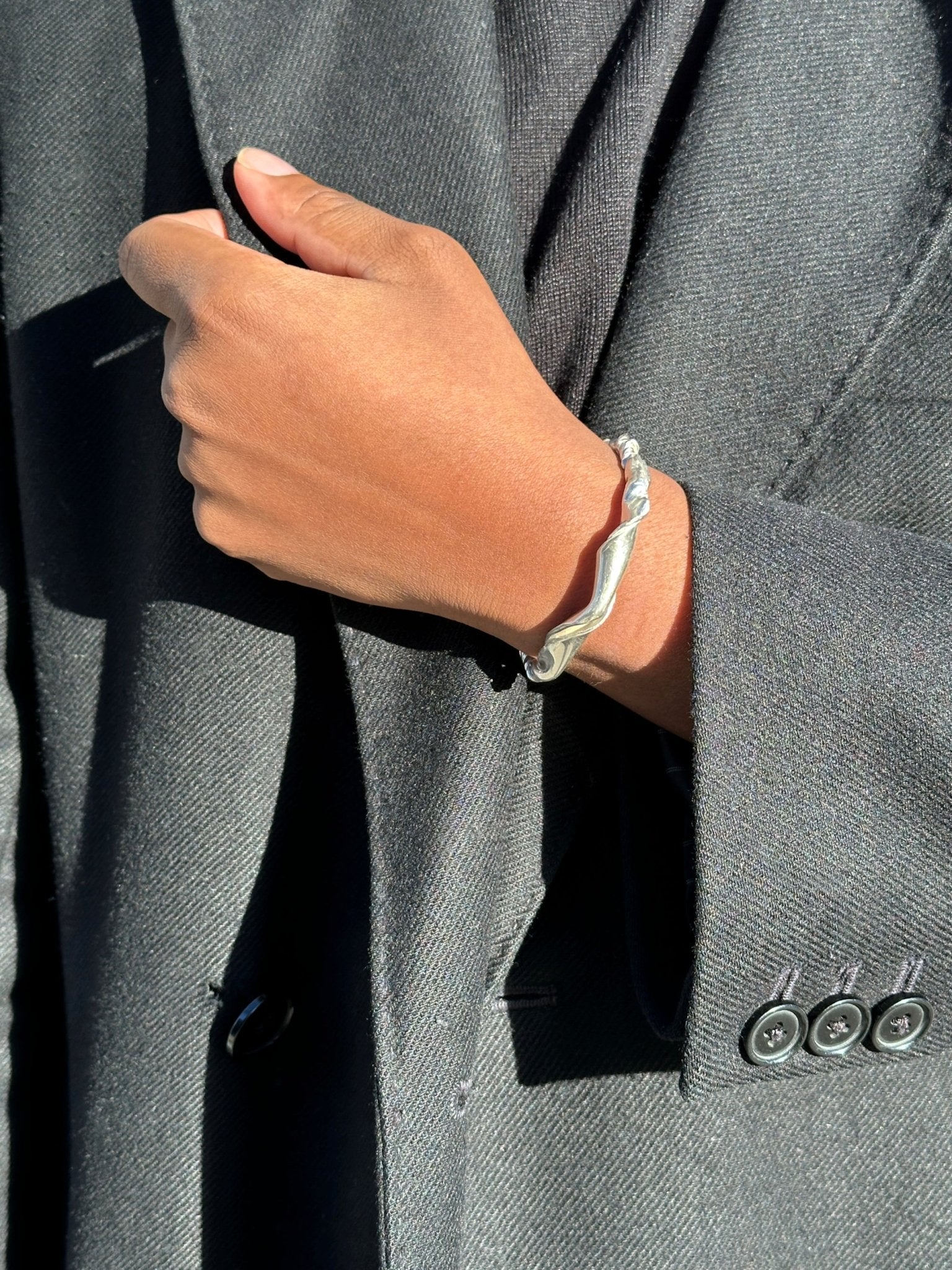 Mens silver cuff bracelet. Minimalist and modern jewelry made in Brooklyn New York by llayers.