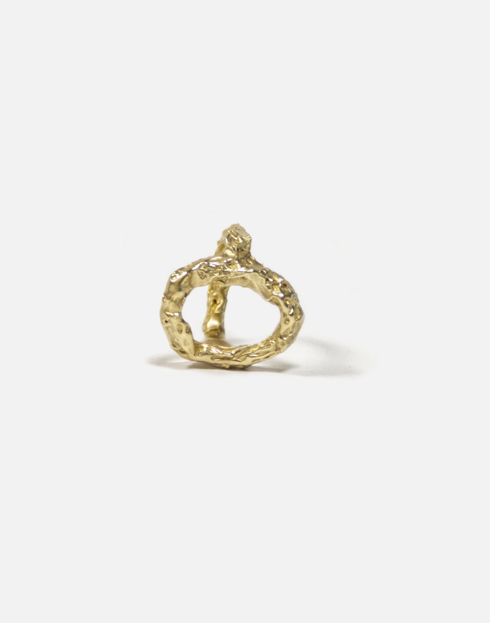 Women Gold textured ring Luna. Modern minimalist jewelry made in Brooklyn New York by llayers.