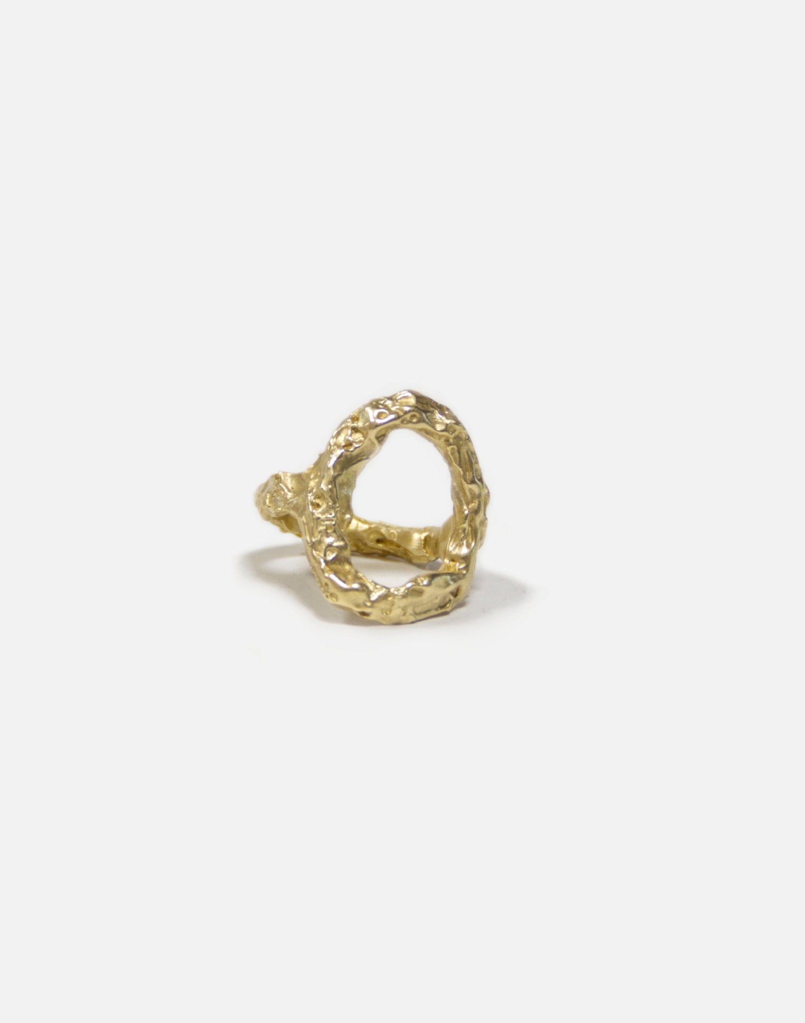 Brass Gold textured ring Luna. Modern minimalist jewelry made in Brooklyn New York by llayers.