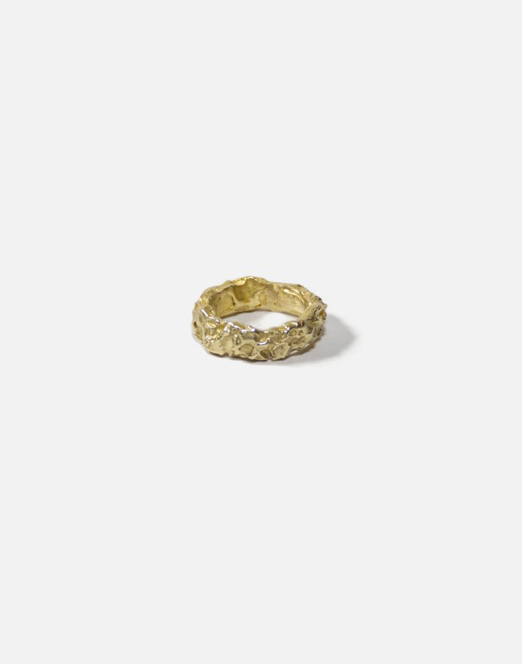 men women gold brass textured ring band granite jewelry made in Brooklyn New York llayers F2