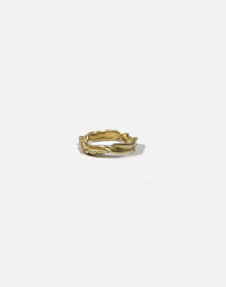 men women gold brass twisted ring essence jewelry made in Brooklyn New York llayers F3