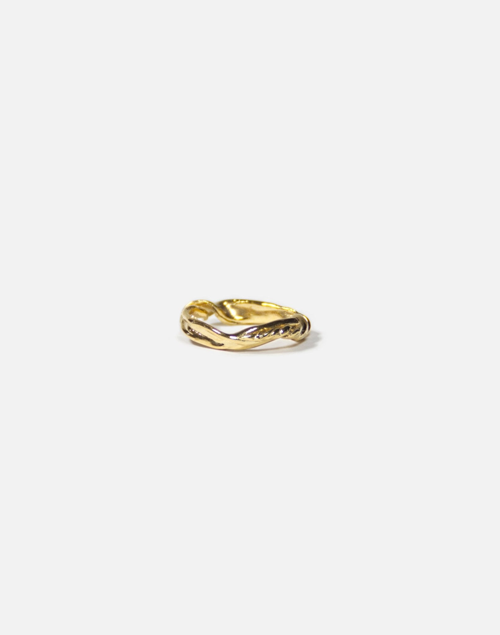 Gold organic twisted ring essence. Mens and women minimalist jewelry made in Brooklyn New York by llayers.