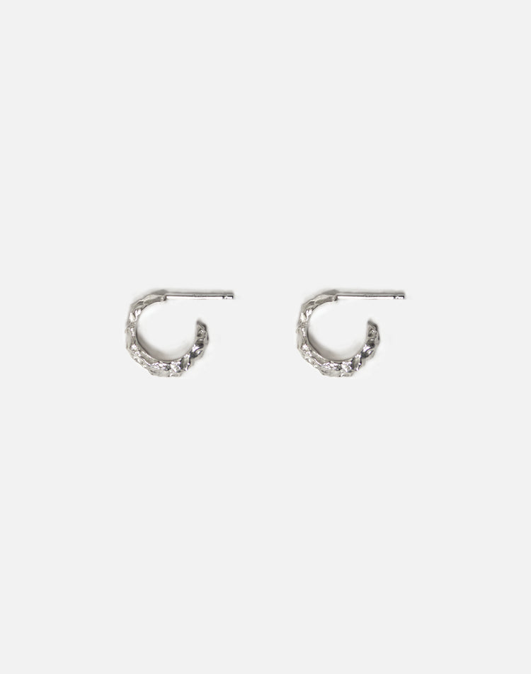 men women organic sterling silver textured hoop earring granite jewelry made in Brooklyn New York designer llayers F1