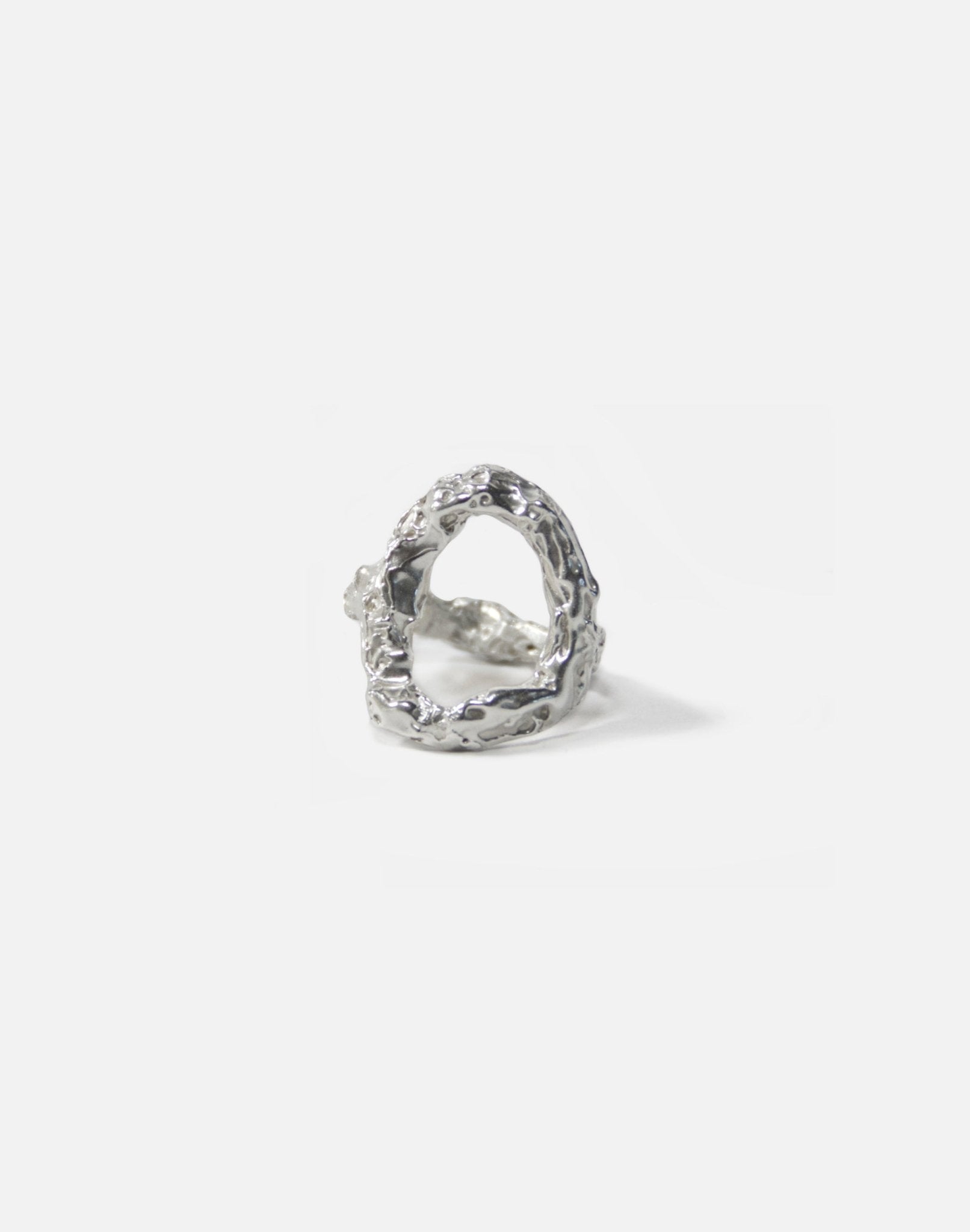 Modern sterling silver textured ring Luna. Modern minimalist jewelry made in Brooklyn New York by llayers.