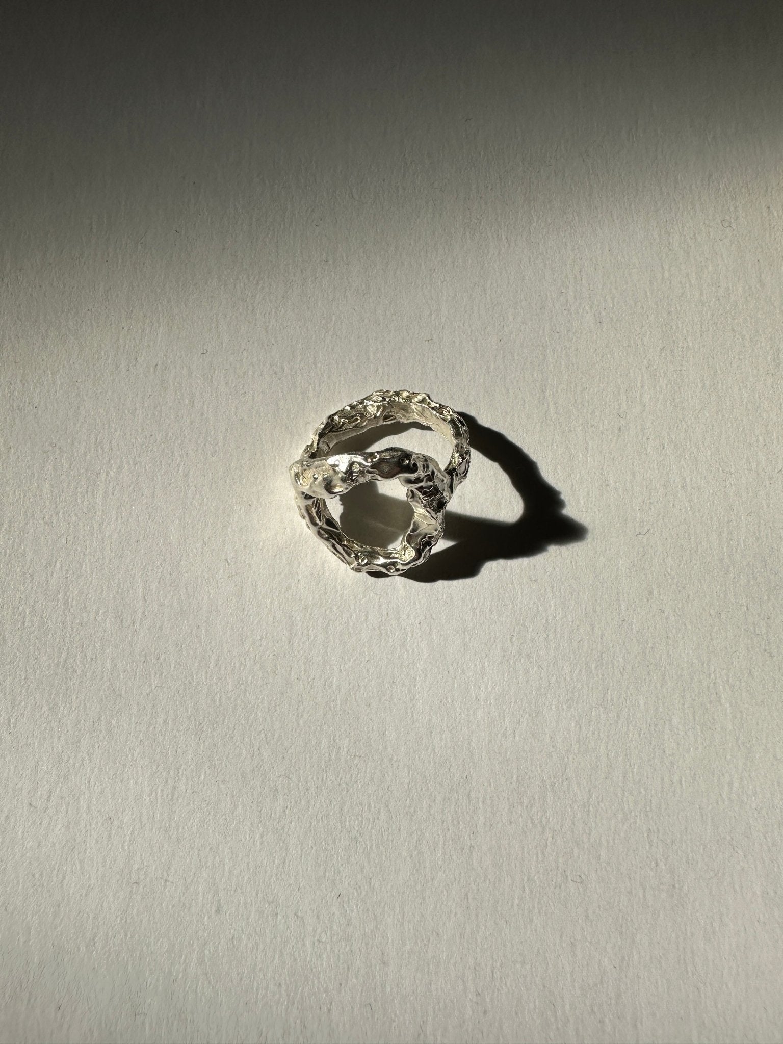 Minimalist silver textured ring Luna. Modern minimalist jewelry made in Brooklyn New York by llayers.