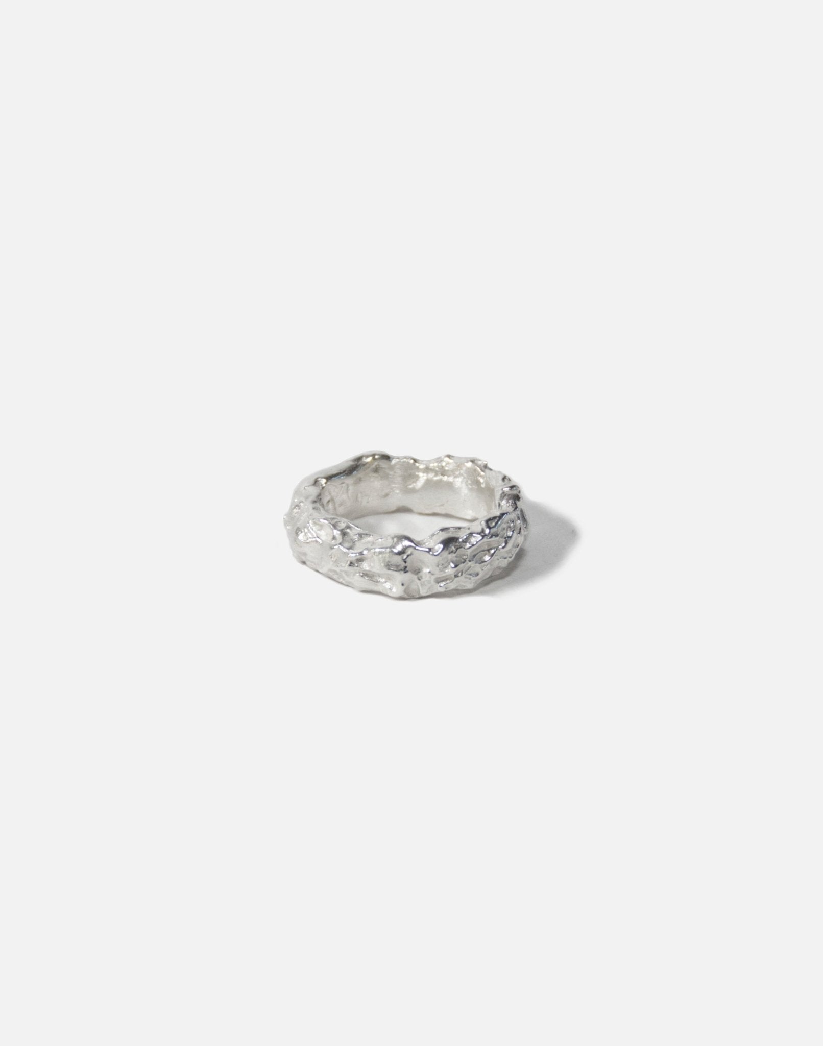 Sterling silver textured ring band. Modern minimalist jewelry made in Brooklyn New York llayers