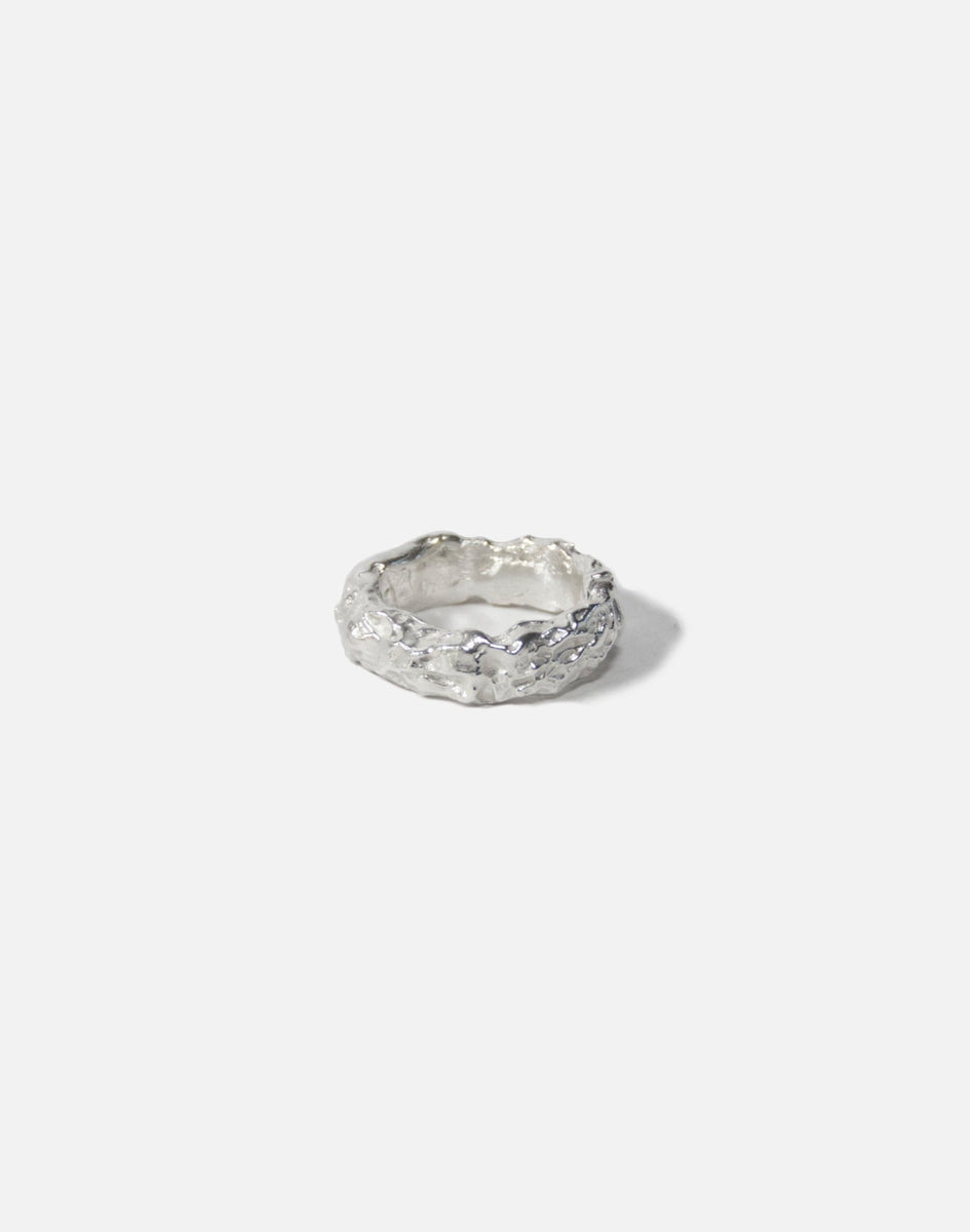 Men's sterling Silver textured modern ring band in New York
