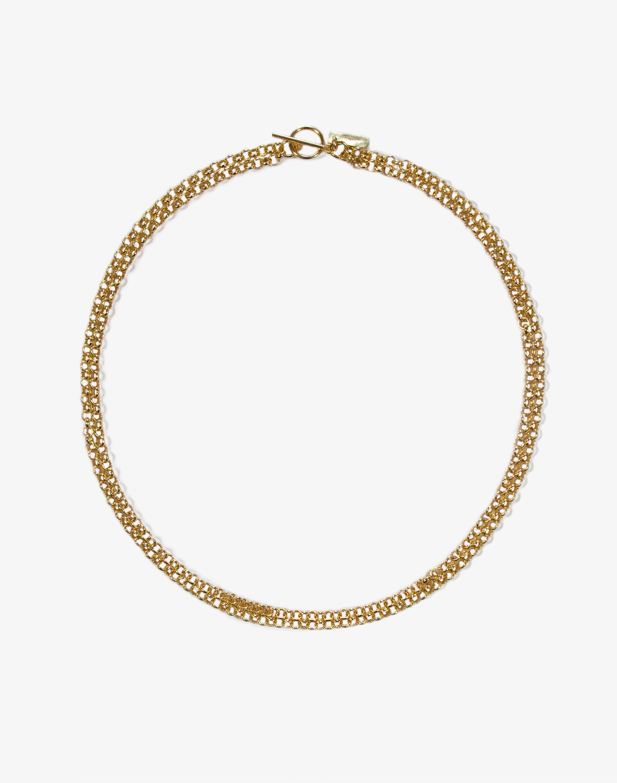 men minimalist gold chain necklace in Brookyn New York double row minimalist by designer llayers unisex jewelry