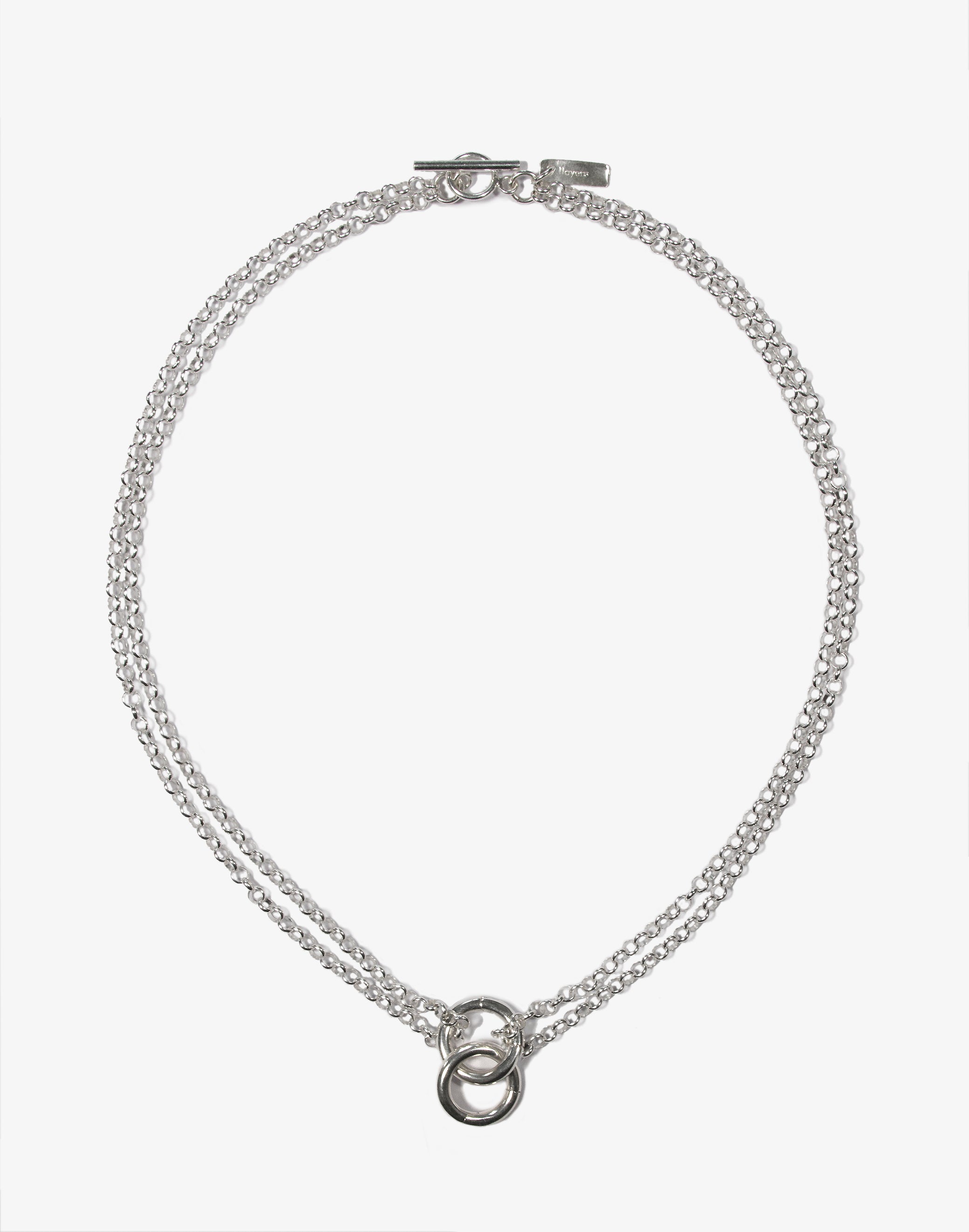 men silver double chain rings choker necklace  Made In Brookyn New York Unite by minimalist designer llayers jewelry 