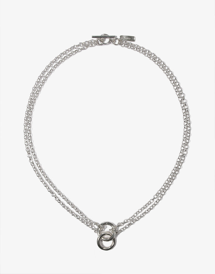 men silver double chain rings choker necklace  Made In Brookyn New York Unite by minimalist designer llayers jewelry 