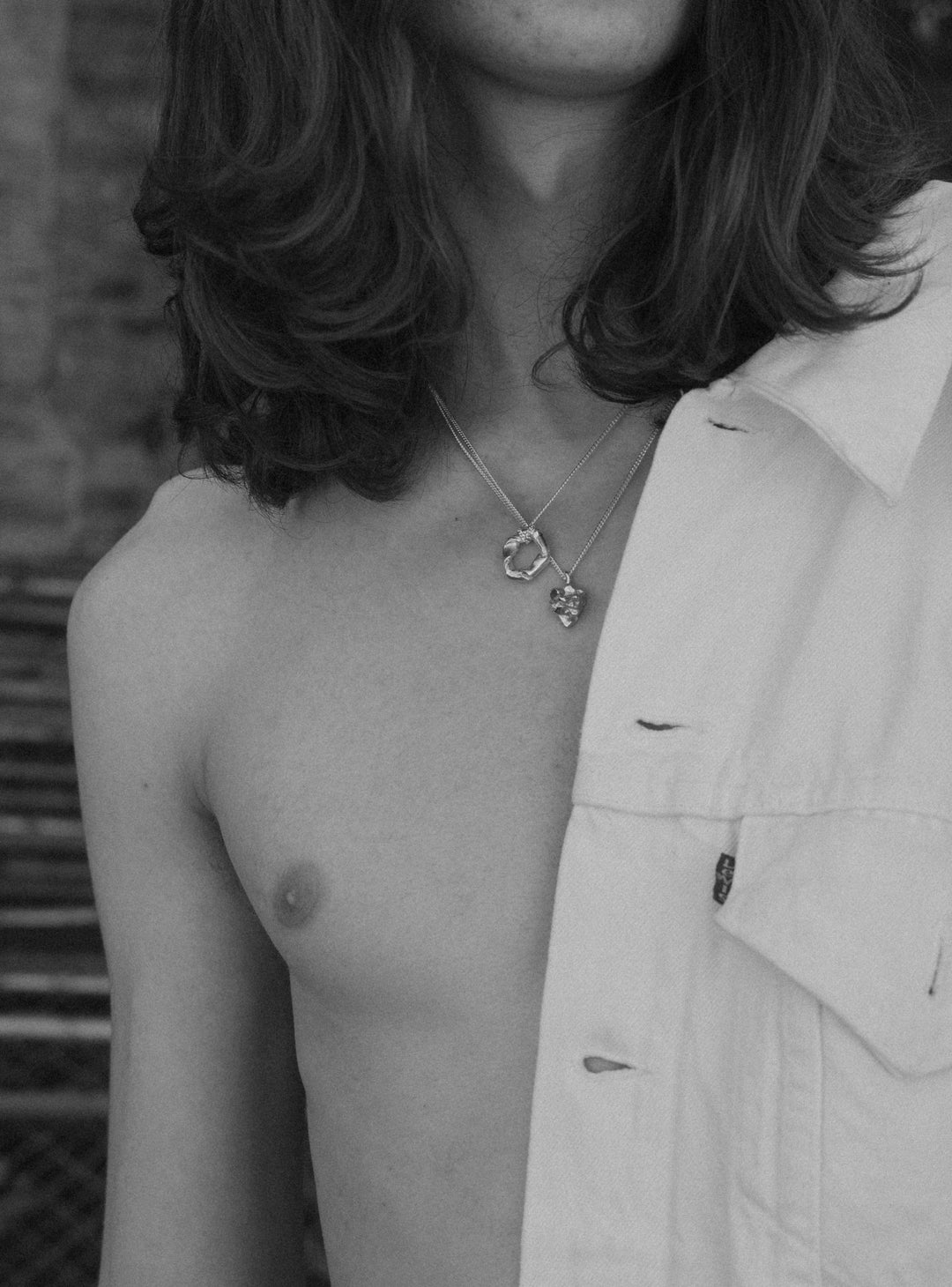 Sterling silver men's organic pendant necklace. Minimalist jewelry by llayers.