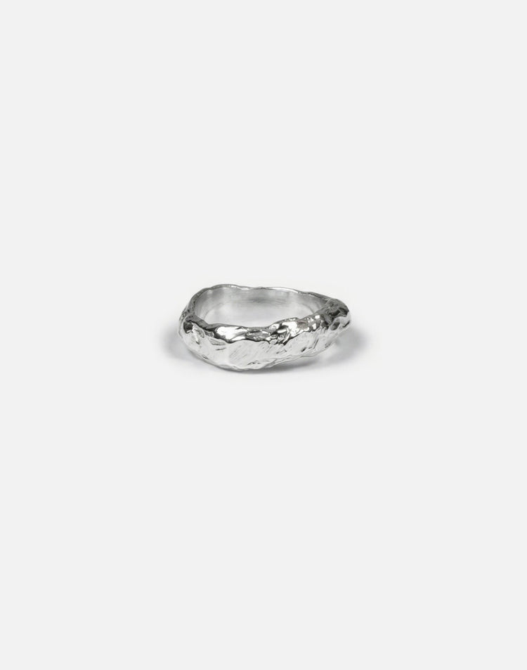sterling silver textured molten men's and women's ring band made in new york magma by llayers