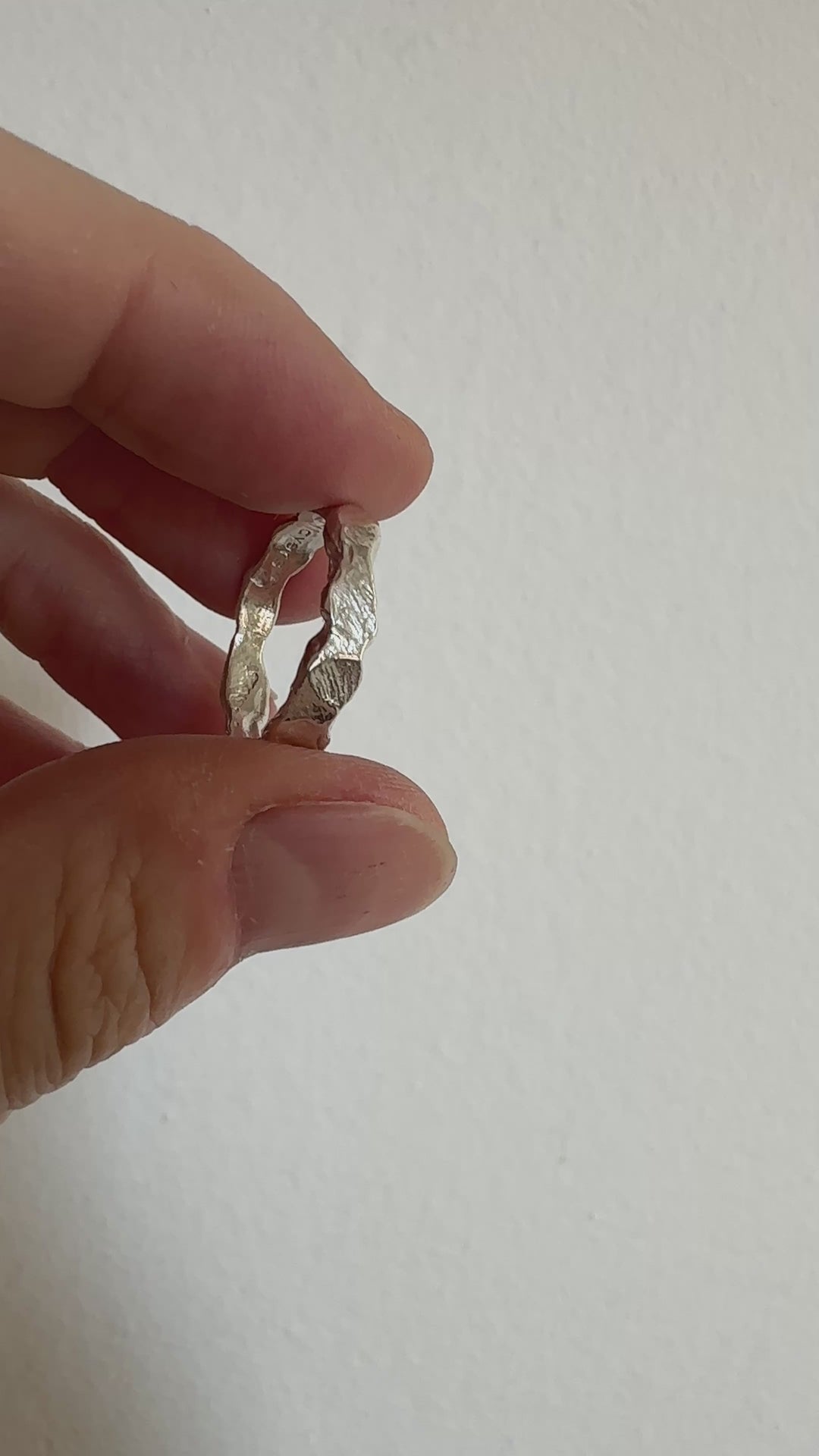 women's men's sterling silver thin textured molten lava ring in new york by llayers
