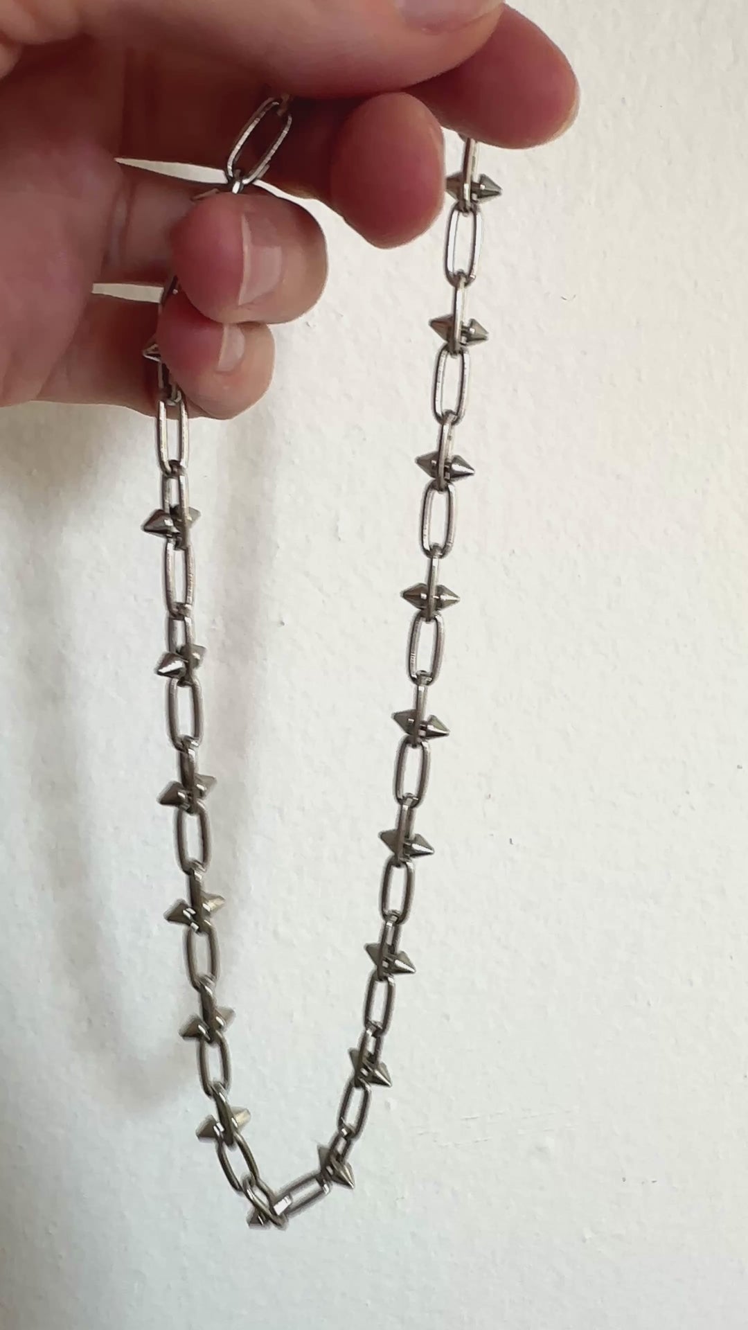 Small silver spike chain necklace. Minimal men's women's jewelry in Brooklyn, New York by llayers