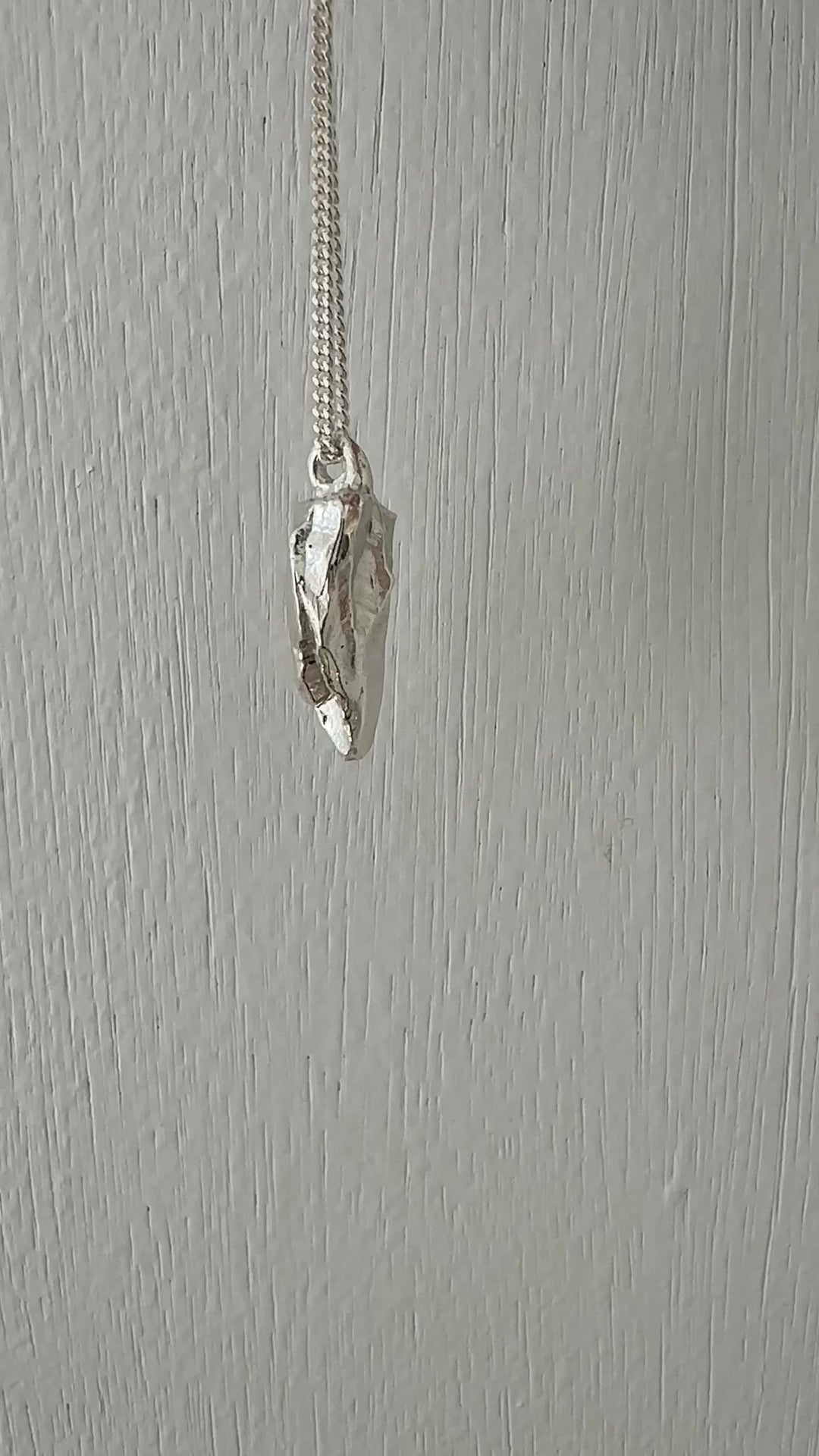 silver sculptural rock pendant necklace in new york by llayers 