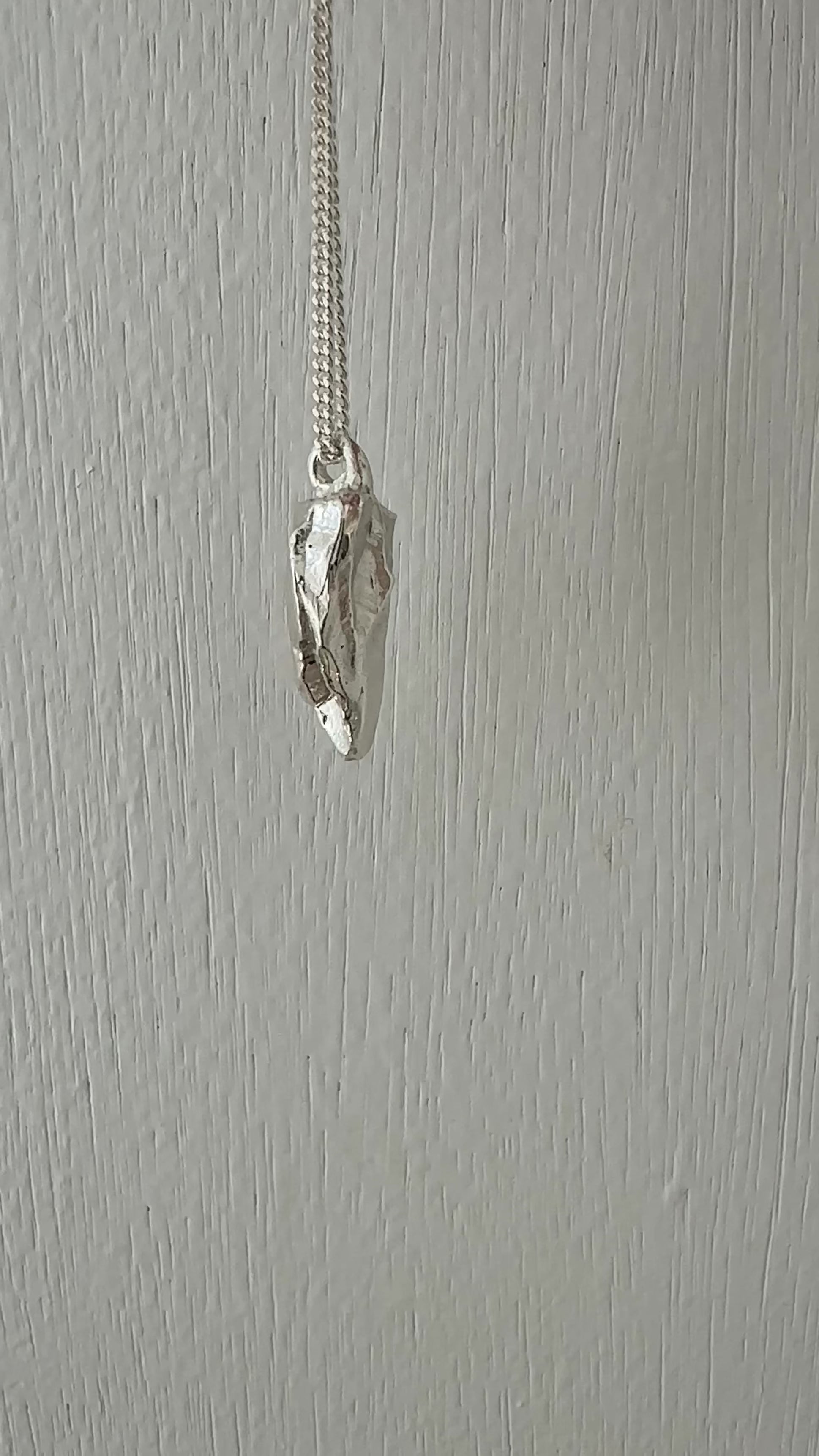 silver sculptural rock pendant necklace in new york by llayers 