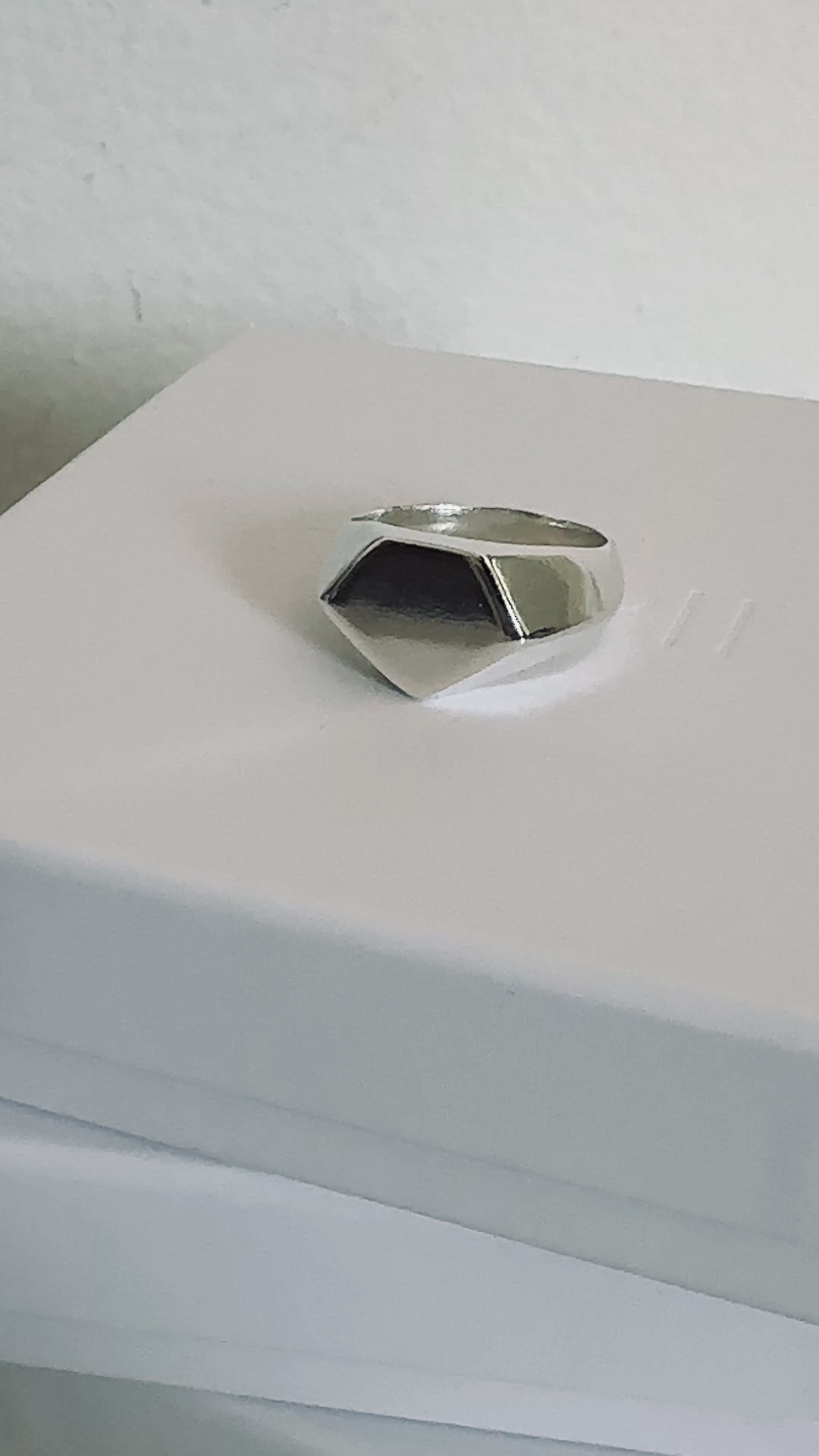 hexagonal silver ring