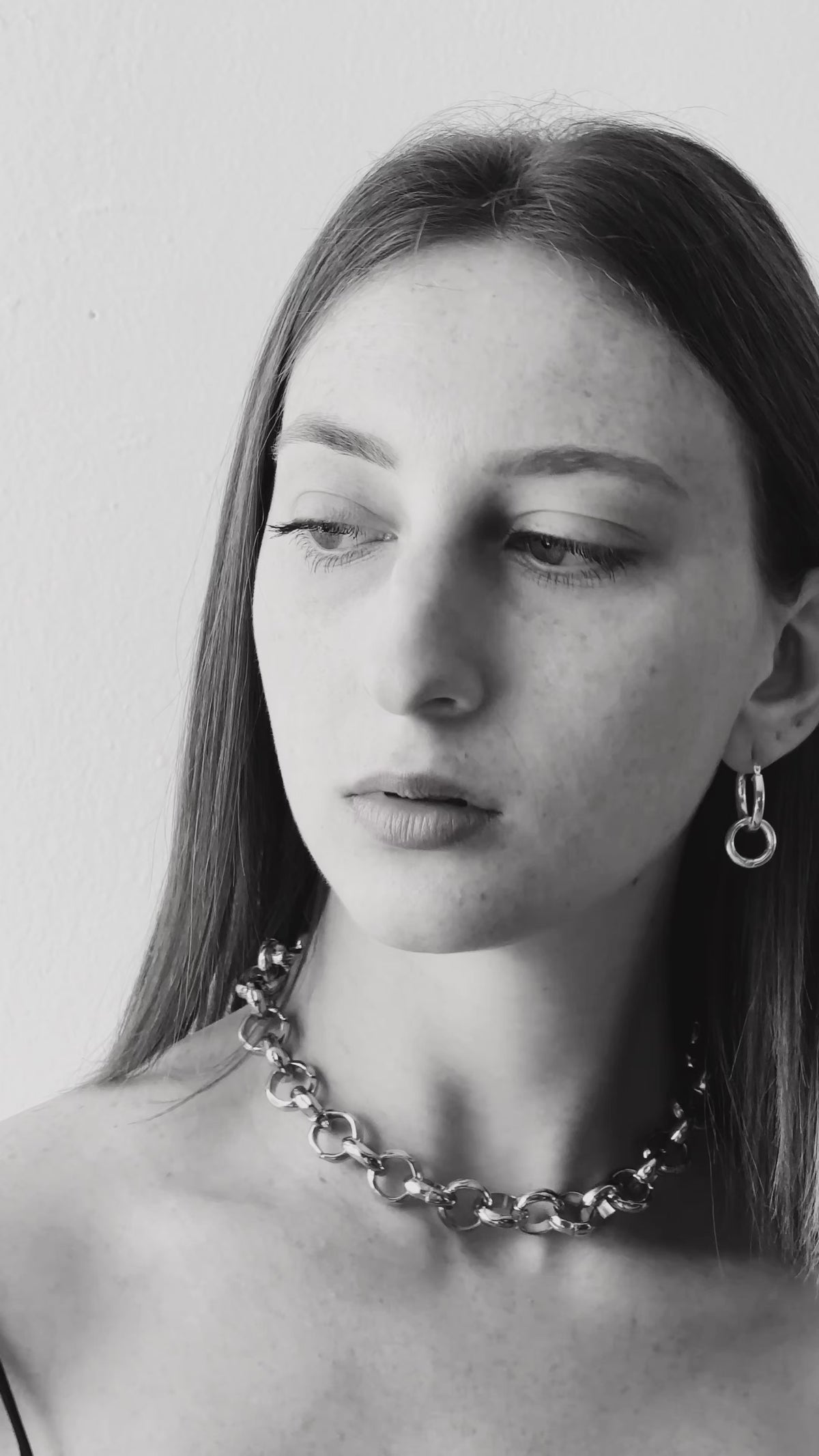 Silver round chunky links chain necklace infinity stainless steel jewelry made in Brooklyn New York by llayers