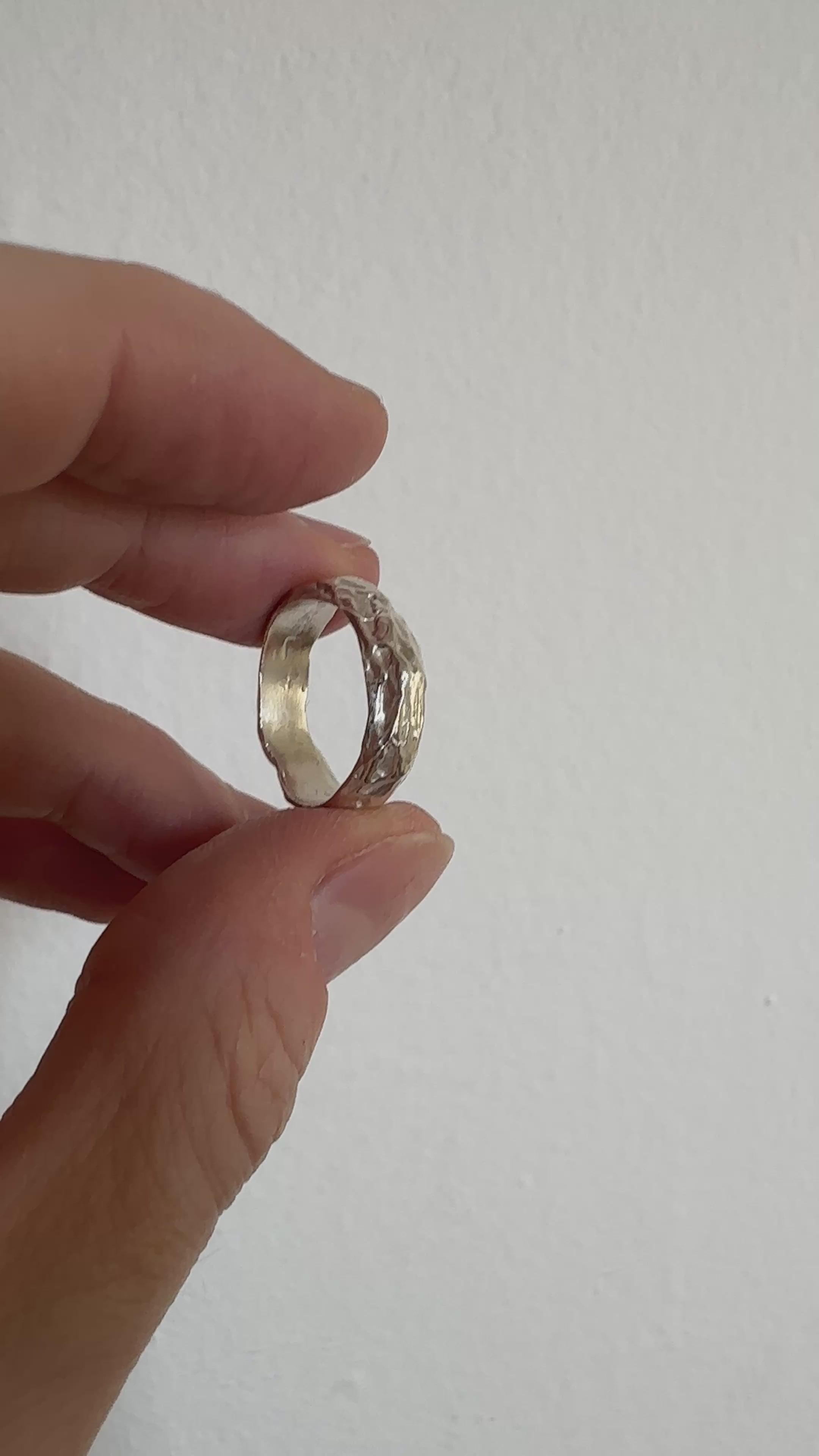 sterling silver textured molten unisex ring band made in new york magma by llayers