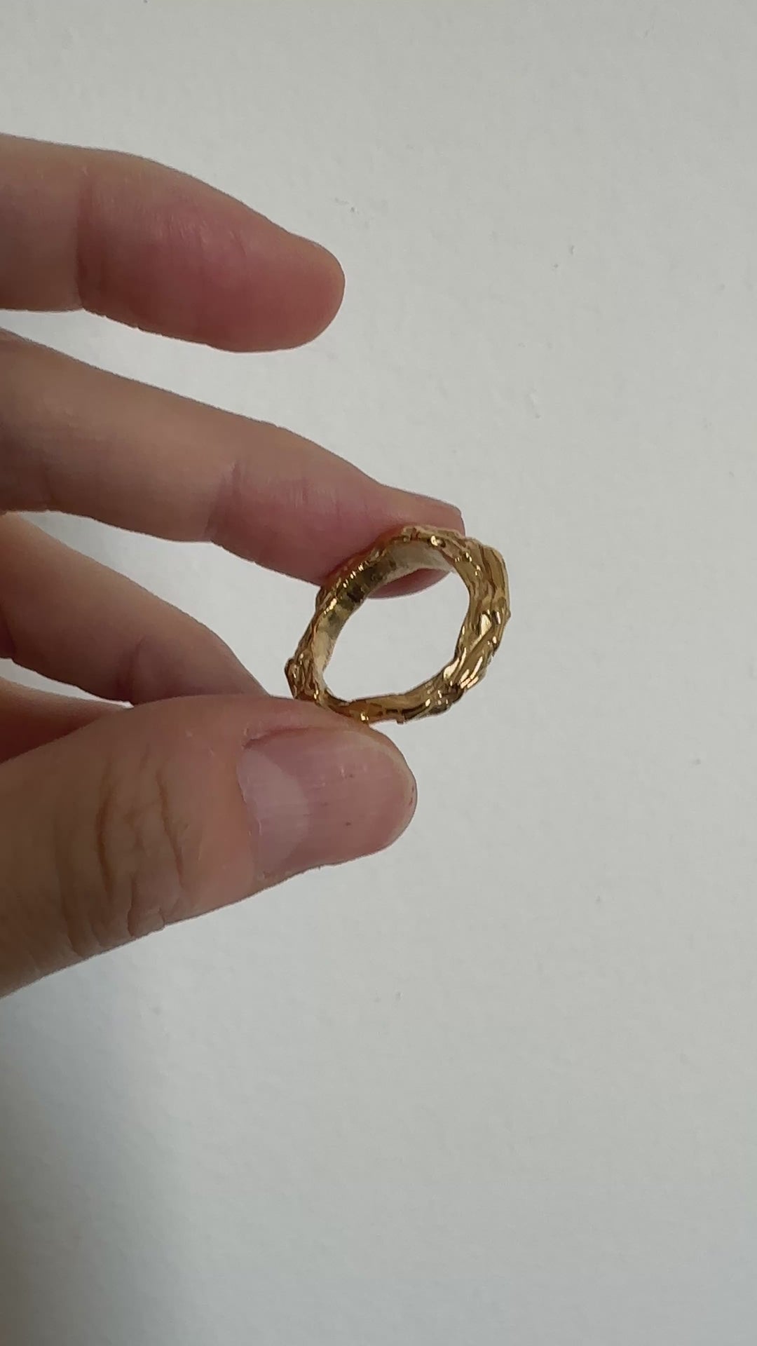 Gold textured ring. Distortion modern minimalist jewelry by llayers