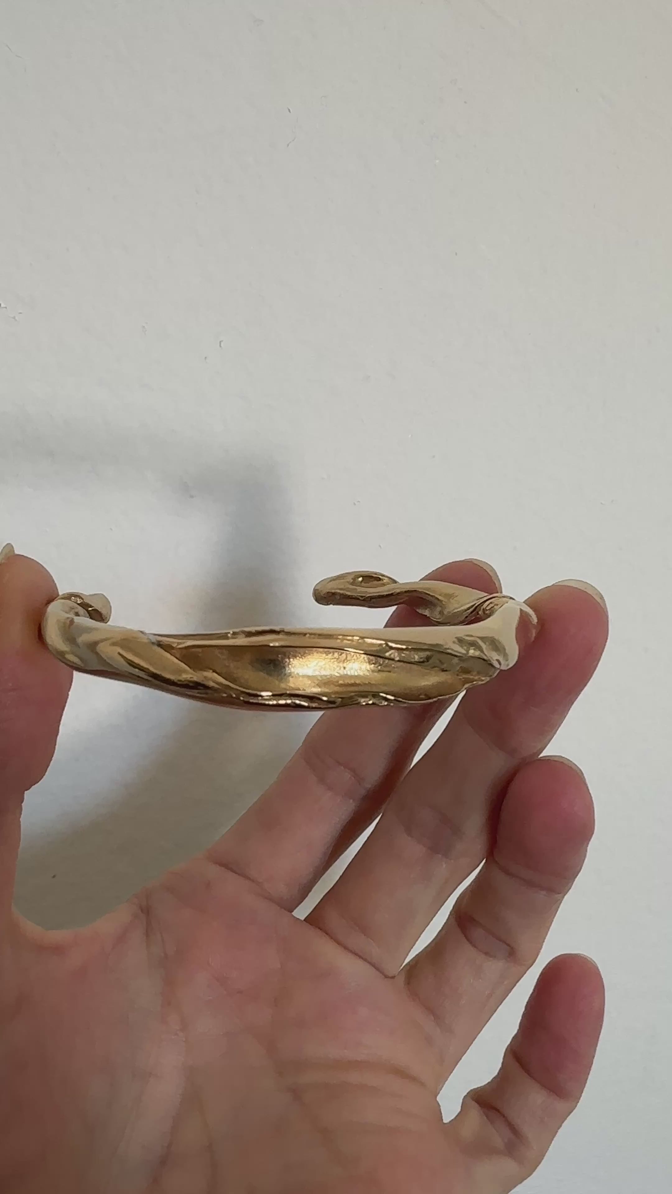 Gold refined cuff bracelet. Minimal and modern jewelry New York by llayers.