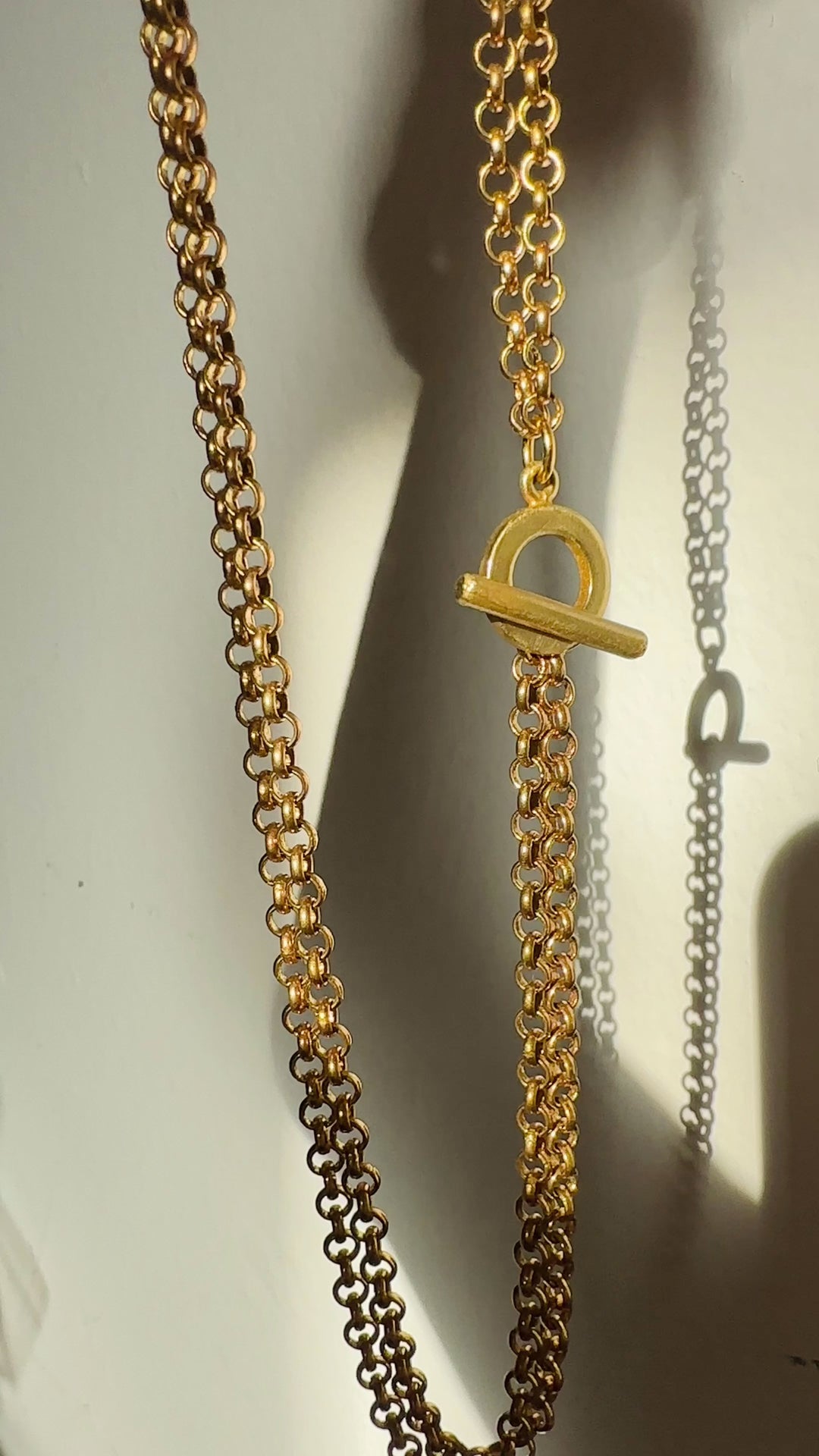 Gold two-row chain choker necklace