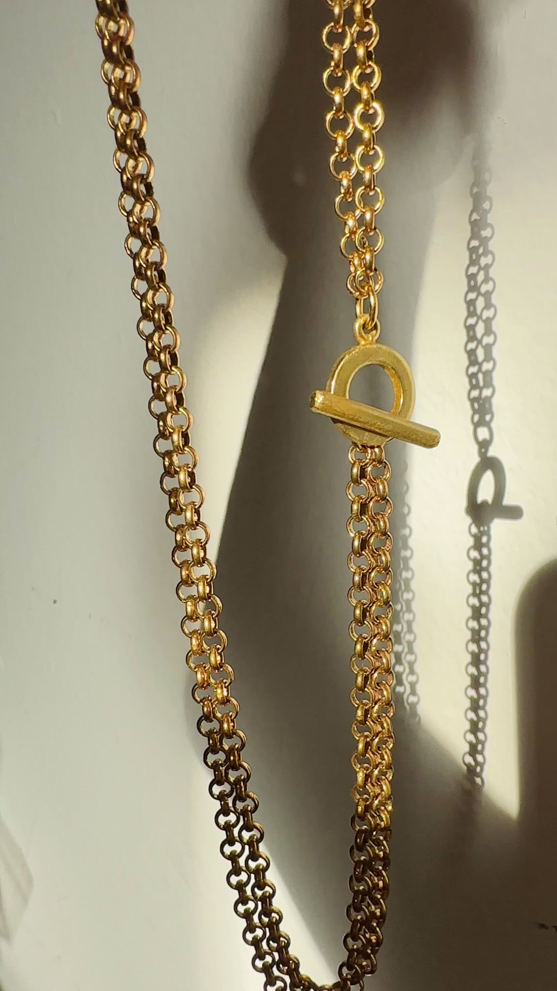 Gold two-row chain choker necklace