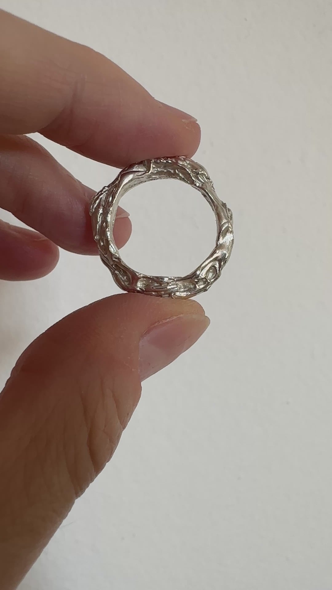 Silver textured ring. Modern unisex minimalist jewelry ring Distortion